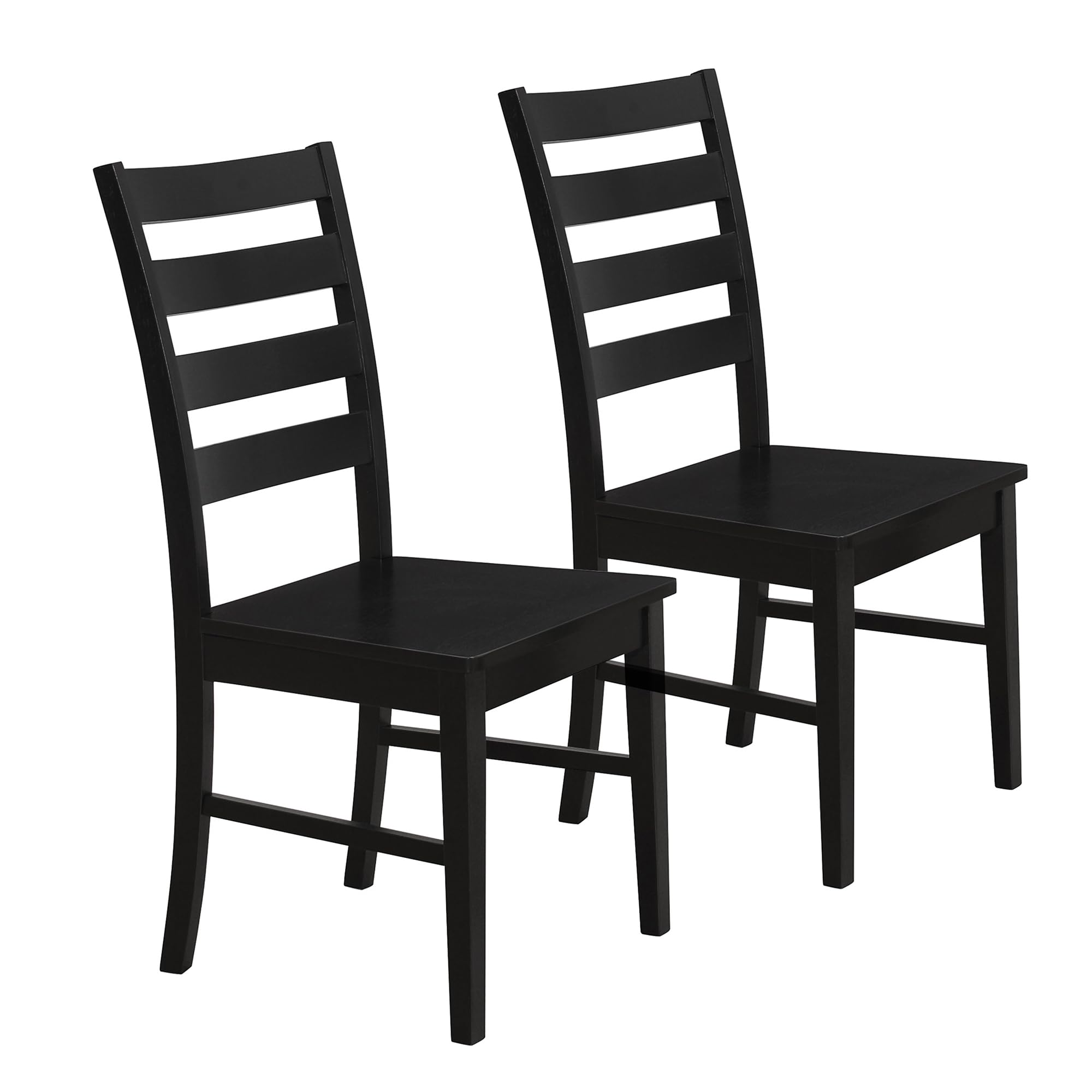 Set of 2 Farmhouse Wood Dining Chairs, Armless Design, Black Modern Kitchen Seating for Dining Room
