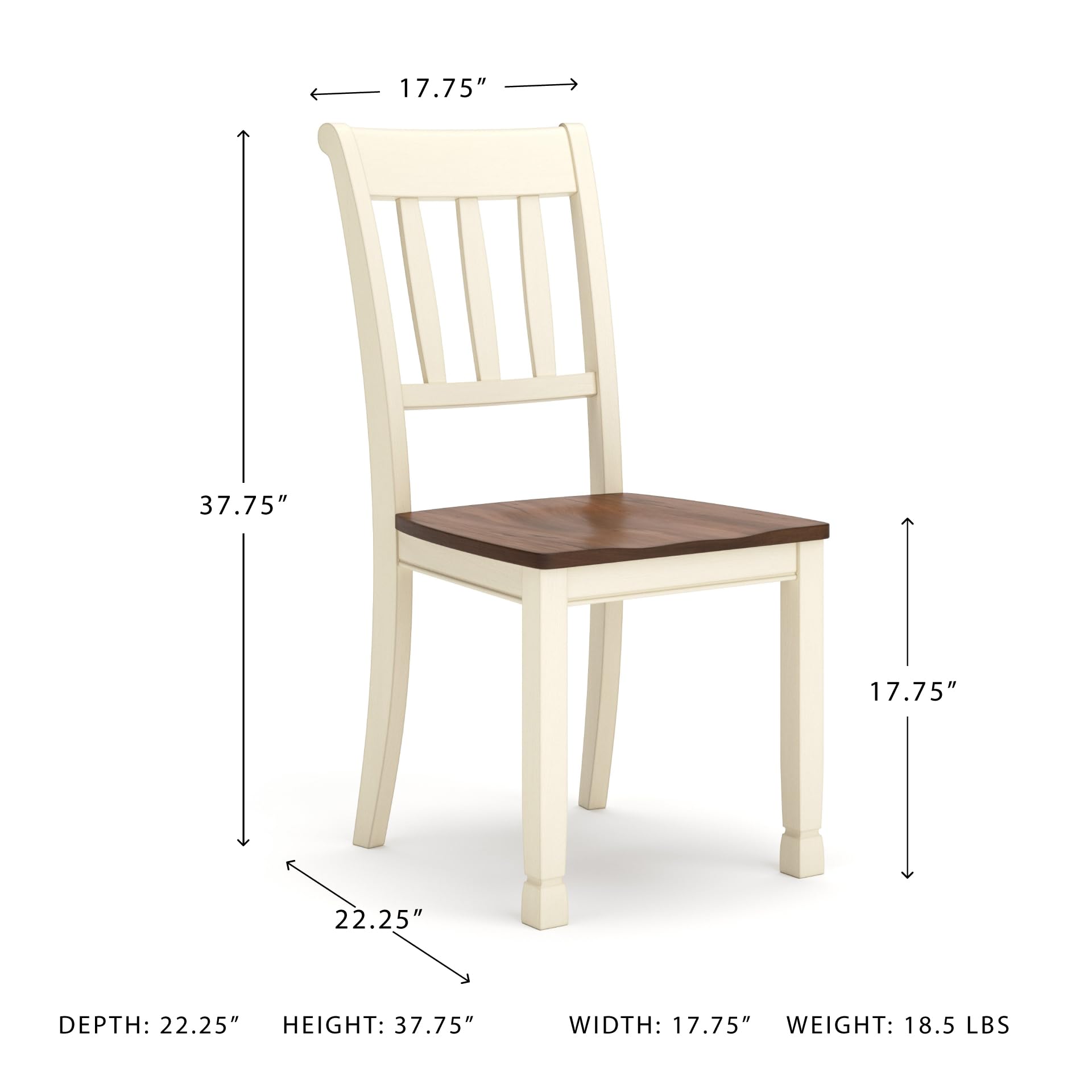 WhiteOwing Dining Chair, Two-Tone Cottage White and Brown Wood Design, Classic Dining Room Seating