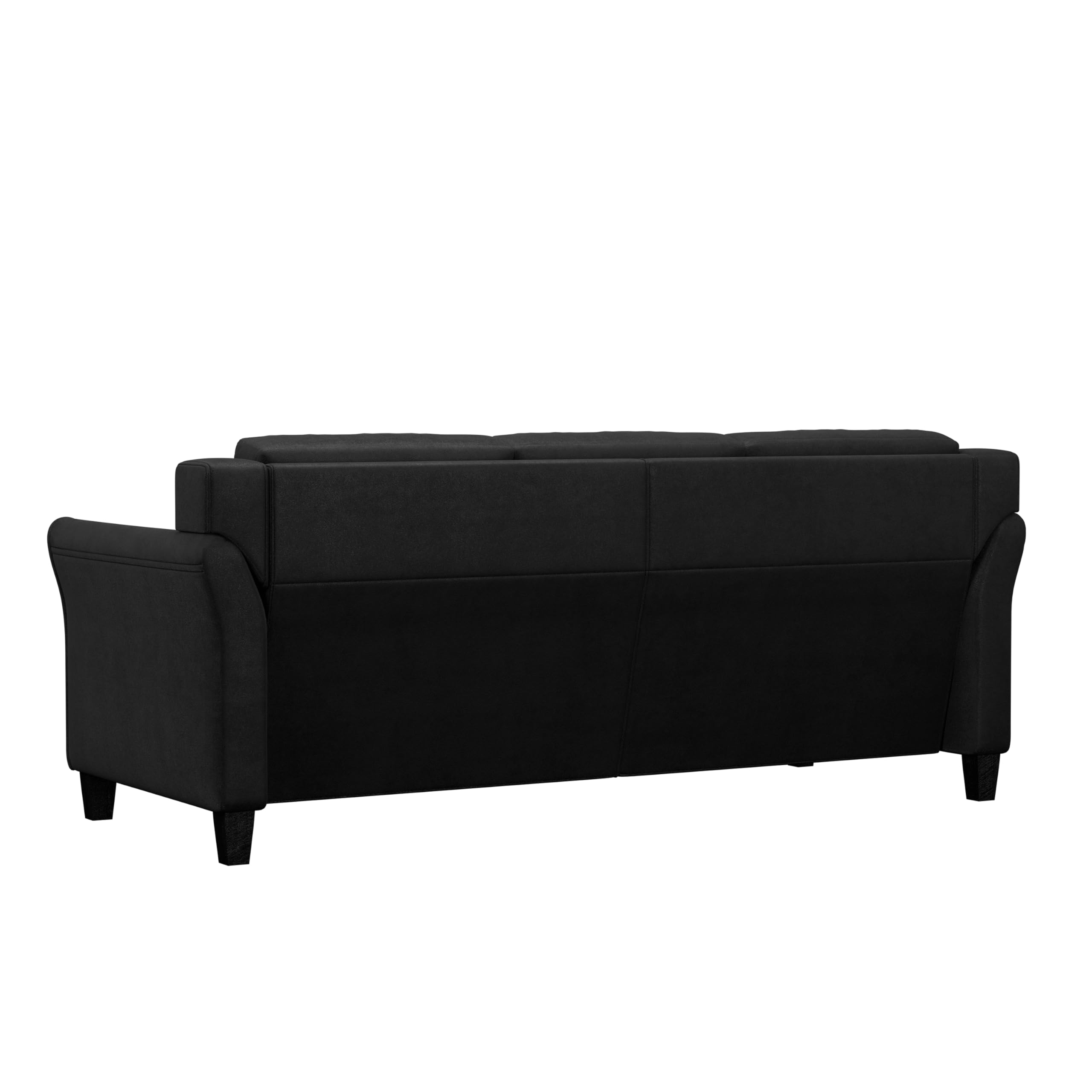 Harrington Sofa in Black, Modern 3-Seater Faux Leather Couch for Living Room, Office, Apartment, Contemporary Look