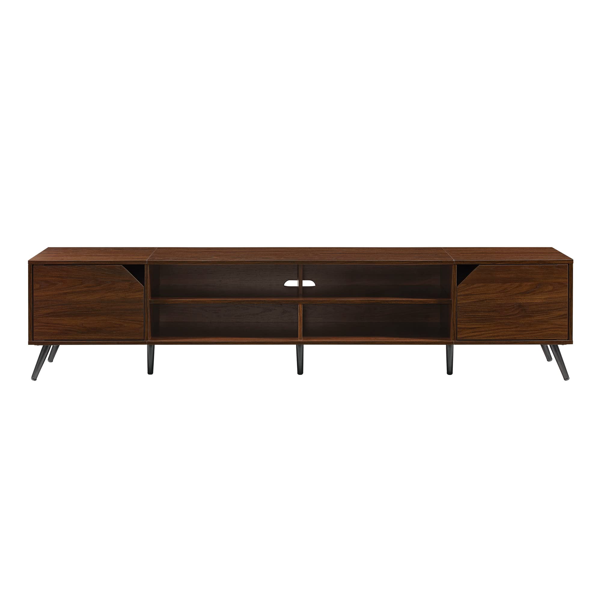 Nora Modern TV Stand – Minimal Open-Shelf Media Console for TVs up to 90 Inches, 80" Dark Walnut Entertainment Unit