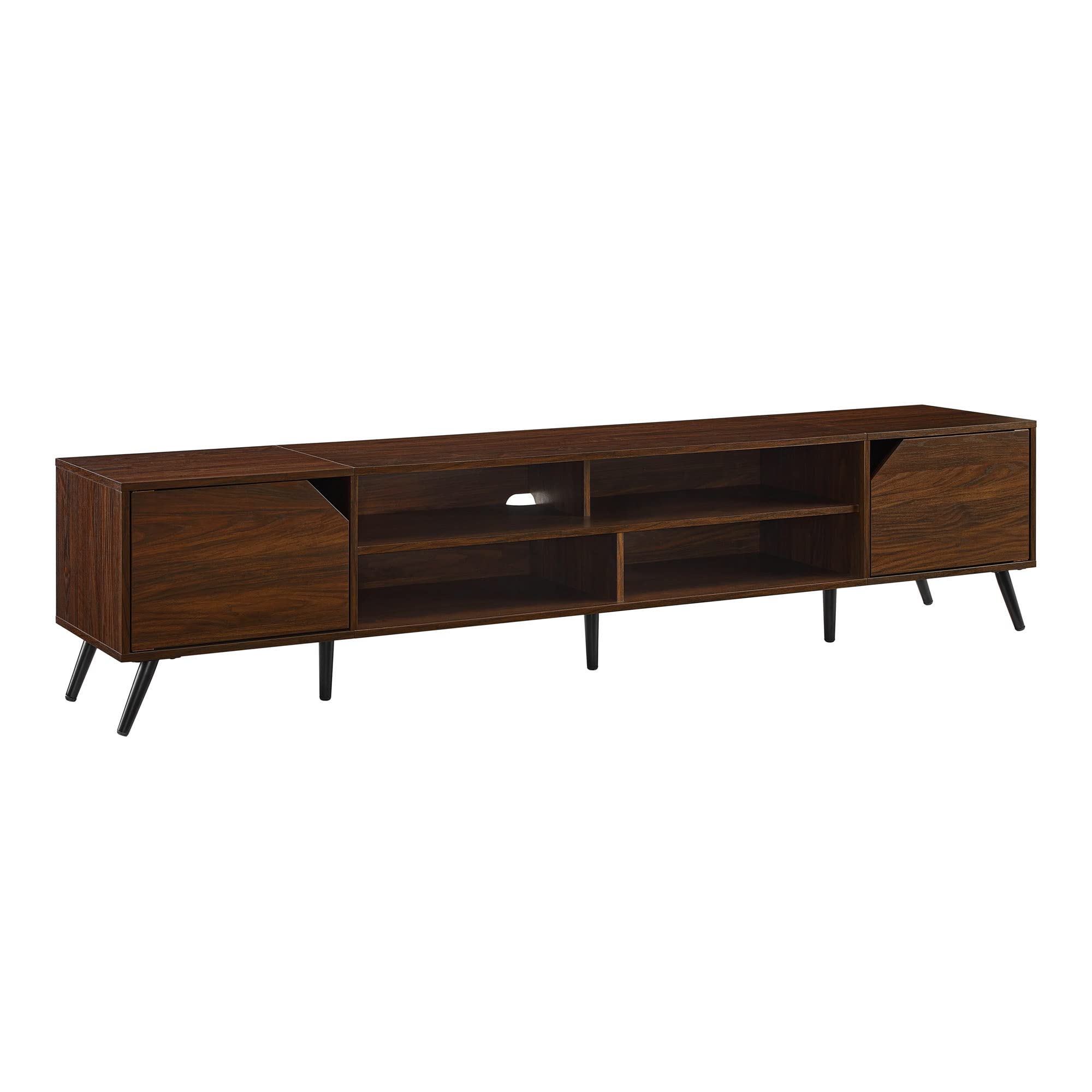 Nora Modern TV Stand – Minimal Open-Shelf Media Console for TVs up to 90 Inches, 80" Dark Walnut Entertainment Unit