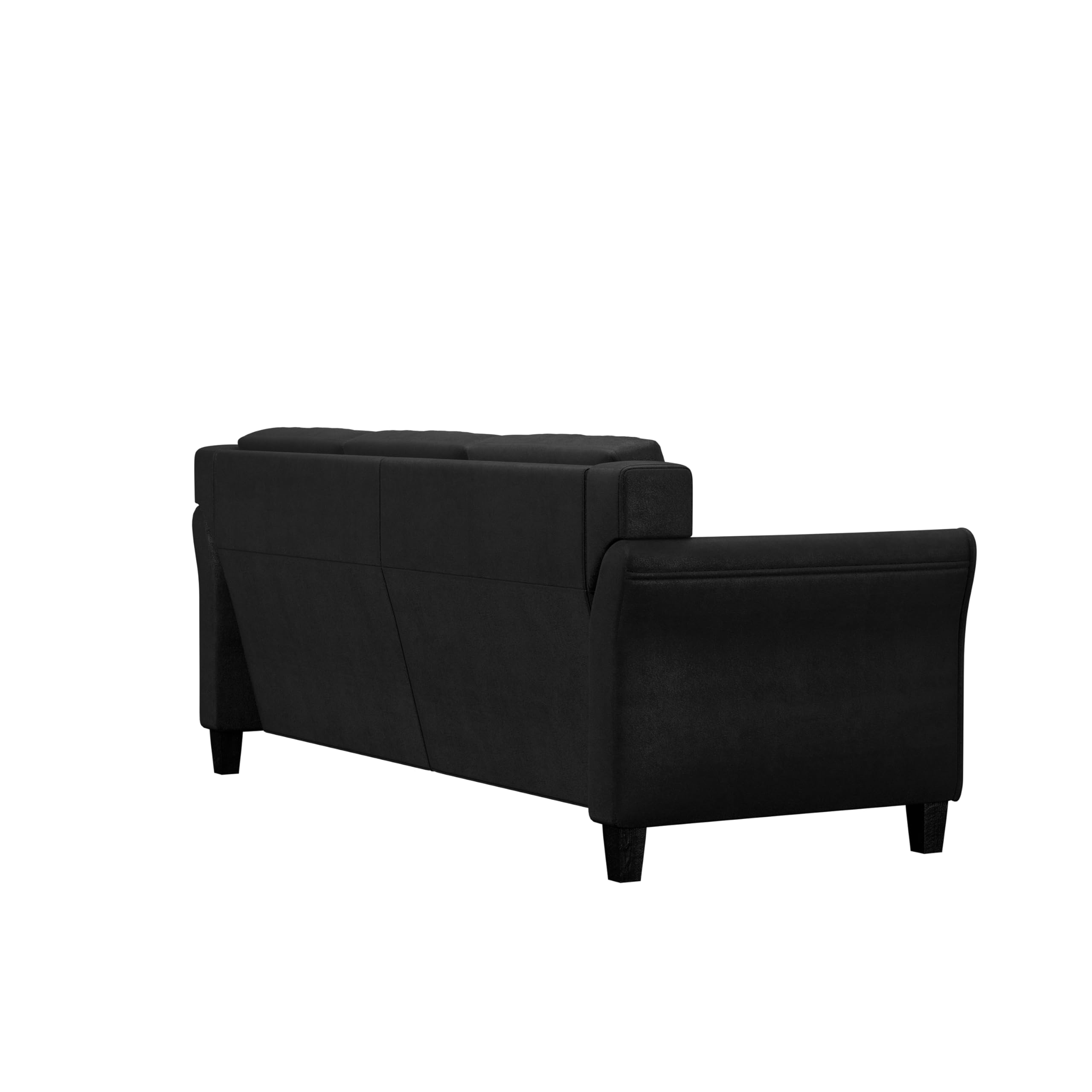 Harrington Sofa in Black, Modern 3-Seater Faux Leather Couch for Living Room, Office, Apartment, Contemporary Look