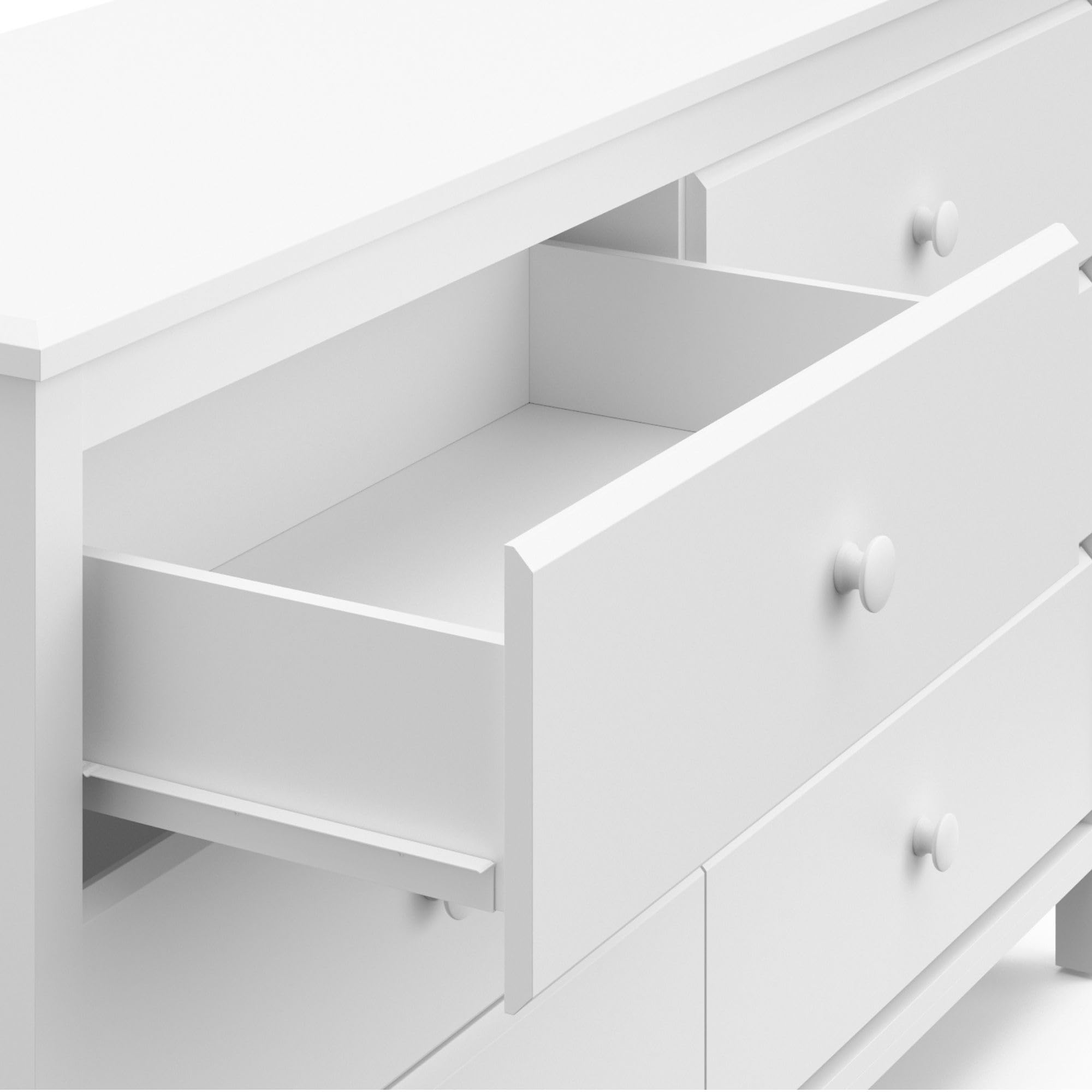 Alpine 6-Drawer Dresser – White Double Chest, GREENGUARD Certified Nursery Storage for Kids or Bedroom