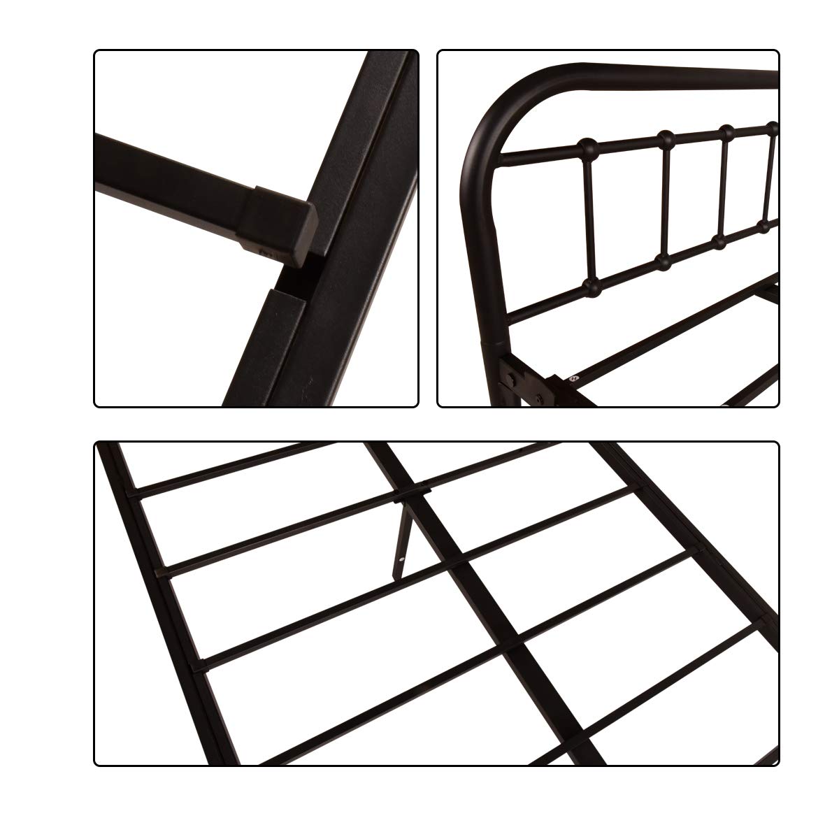 Metal Twin Daybed Frame – Black Sanded Platform Sofa Bed with Heavy-Duty Steel Slats for Bedroom or Guest Room