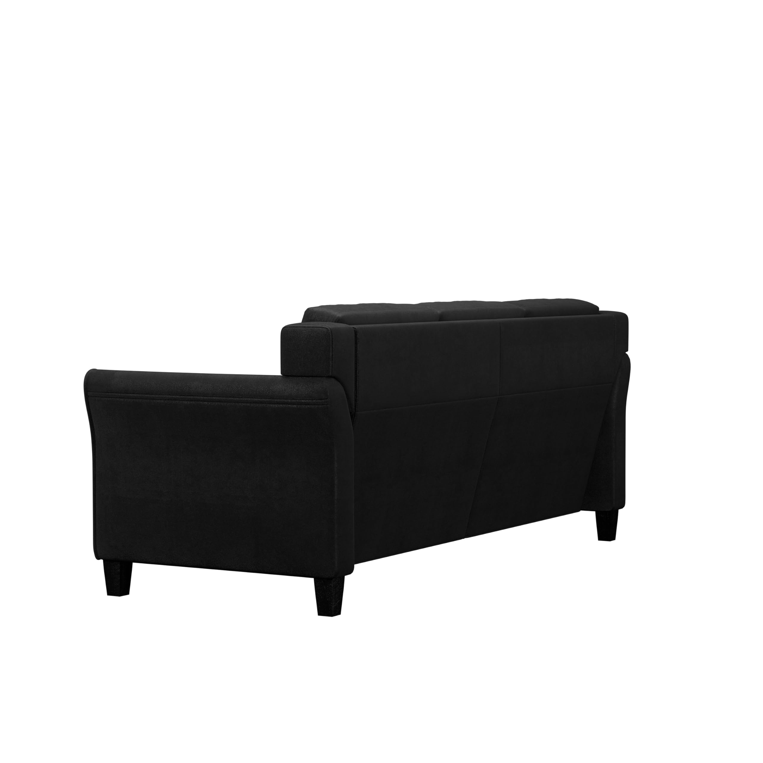 Harrington Sofa in Black, Modern 3-Seater Faux Leather Couch for Living Room, Office, Apartment, Contemporary Look