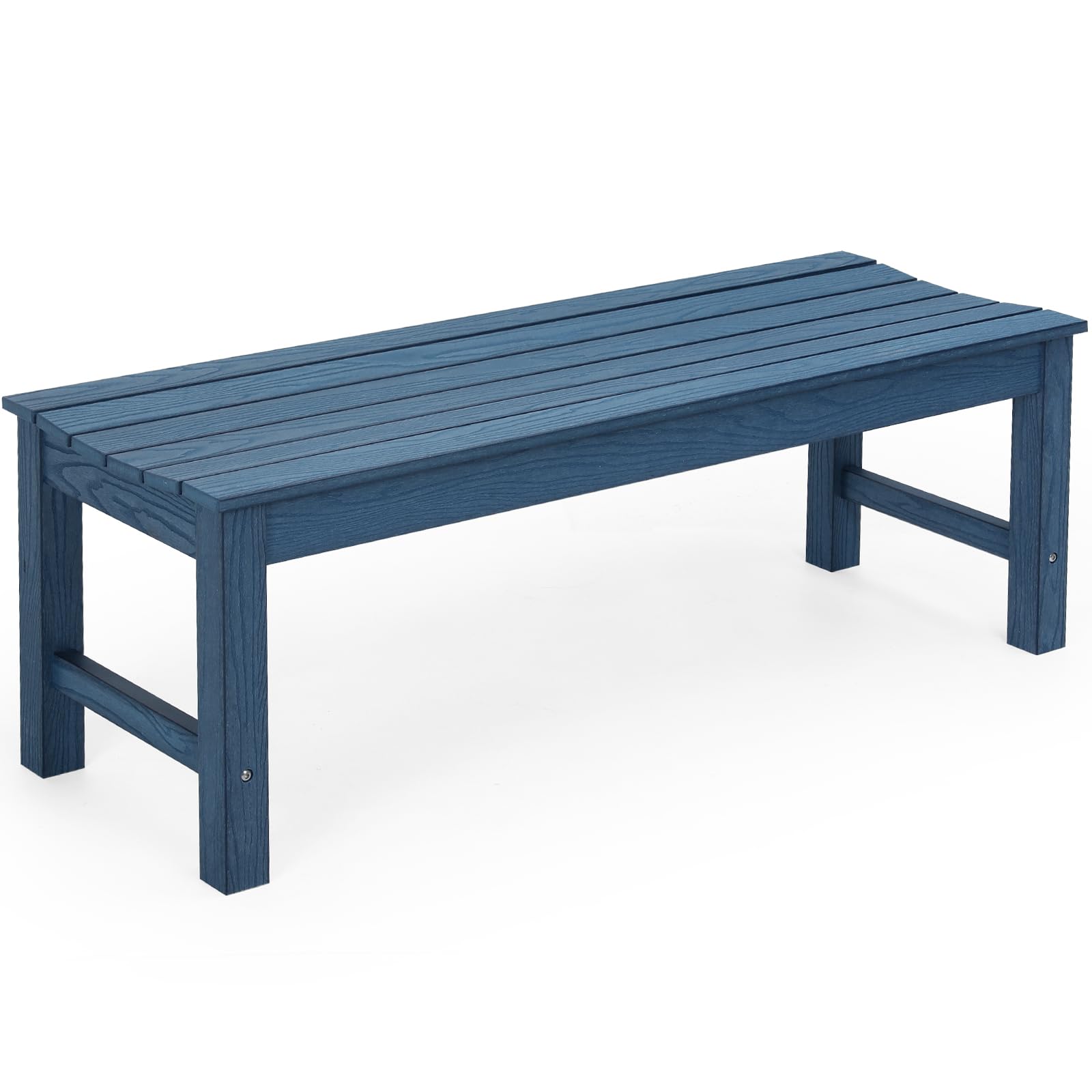 Blue Poly Lumber 2-Person Outdoor Garden Bench, Waterproof & Fade-Resistant, for Porch, Deck, Entryway