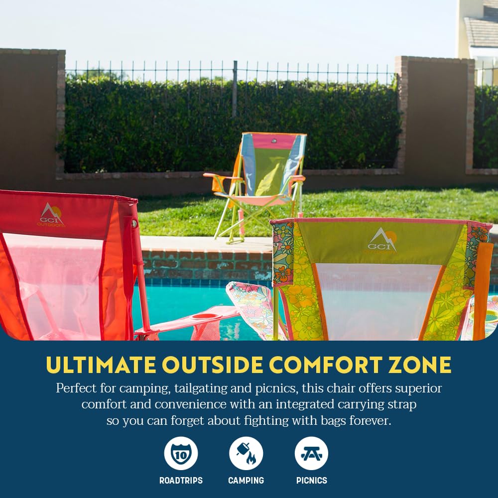 Comfort Pro Rocker Camping Chair – Foldable Rocking Outdoor Chair with Armrests & Drink Holder, Sweet Tea Color