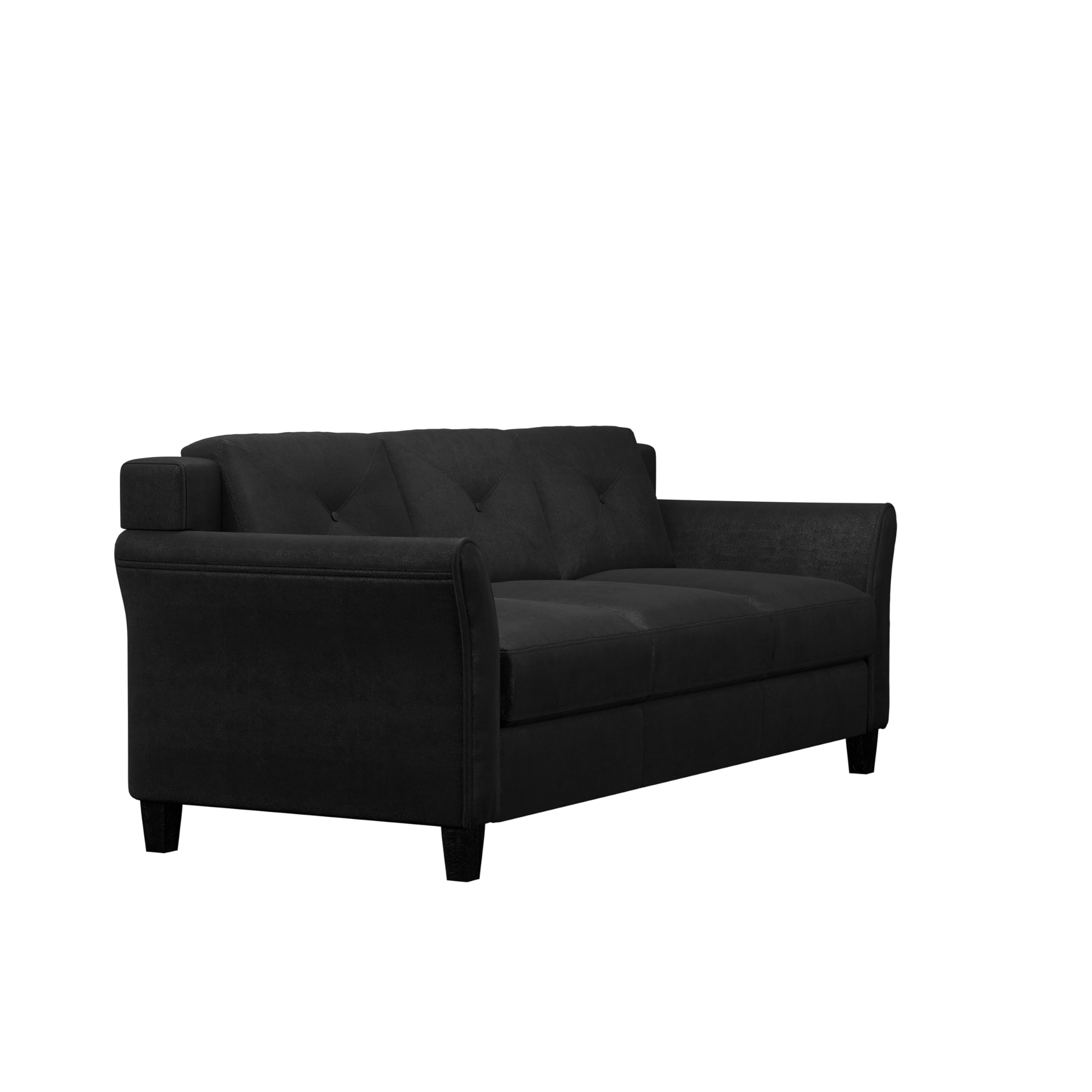 Harrington Sofa in Black, Modern 3-Seater Faux Leather Couch for Living Room, Office, Apartment, Contemporary Look