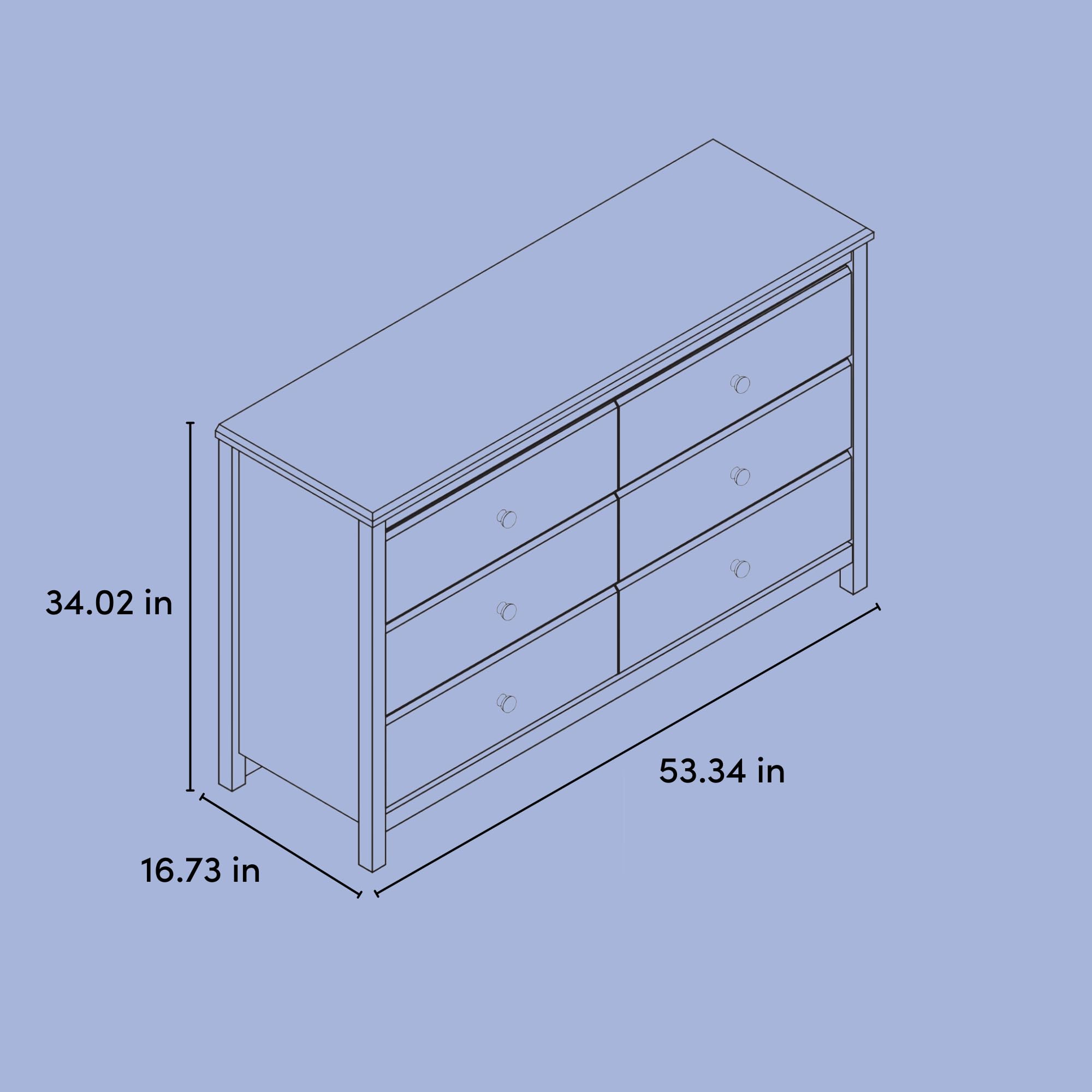 Alpine 6-Drawer Dresser – White Double Chest, GREENGUARD Certified Nursery Storage for Kids or Bedroom