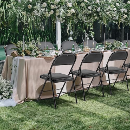 12-Pack Padded Folding Chairs, Leather Foldable Metal Chairs for Office, Home, Indoor & Outdoor Events