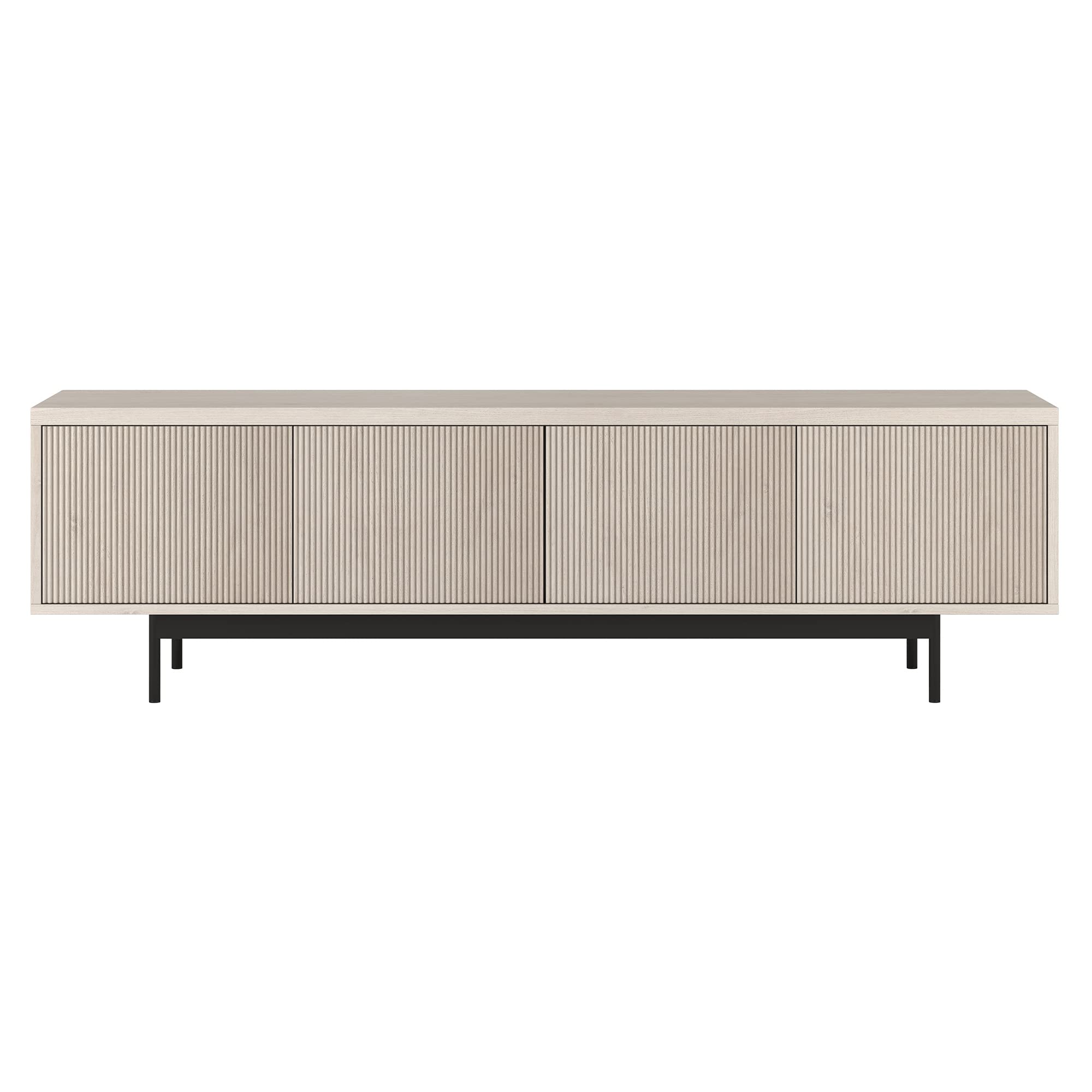 Whitman TV Stand – 70" Wide Entertainment Unit in Elegant Alder White Finish for Modern Living Room Setup