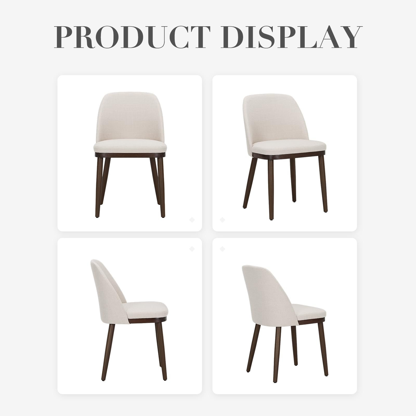 Set of 4 Beige Upholstered Kitchen Chairs with Wood Legs, Modern Dining Room Side Chairs for Any Space