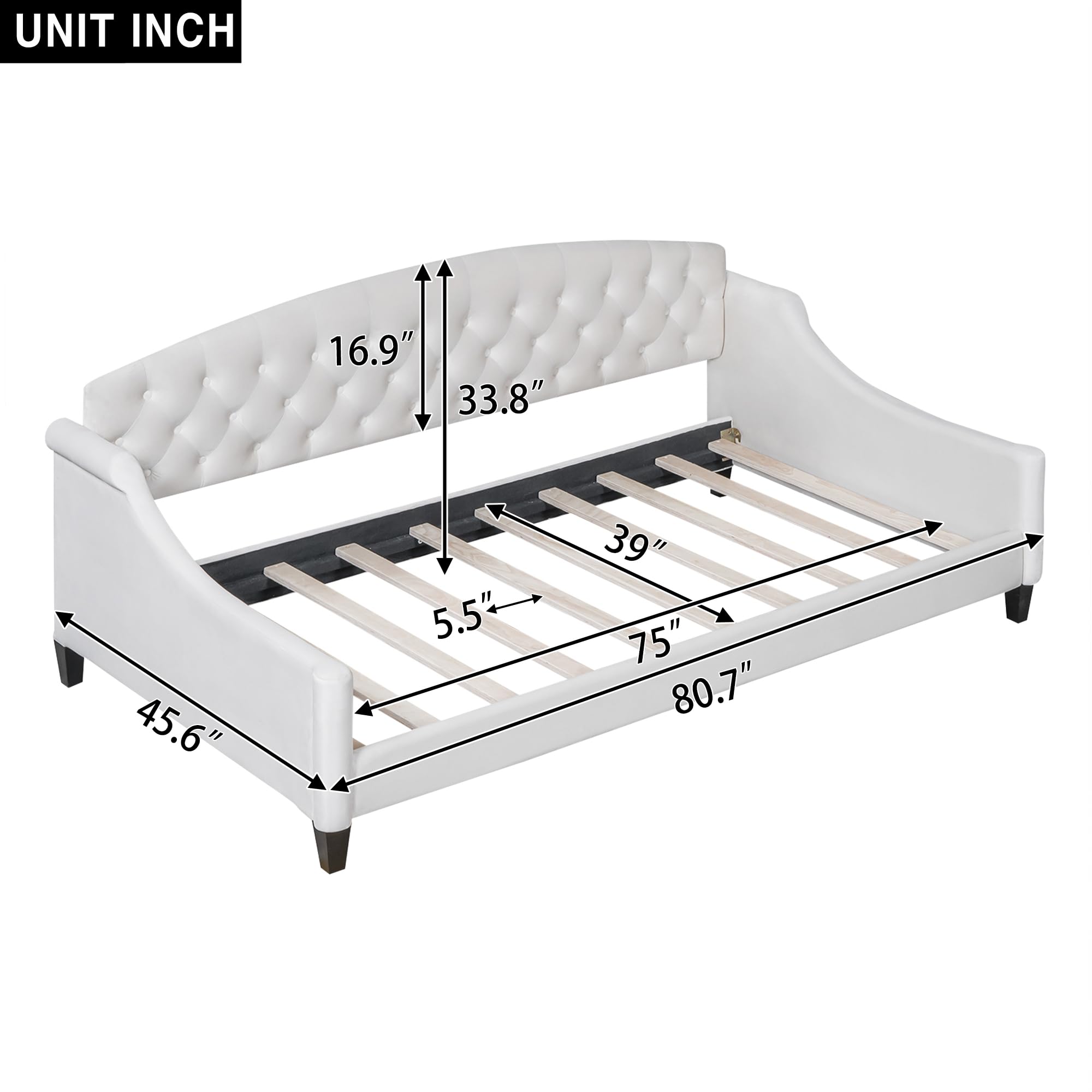 Tufted Twin Daybed – Beige Upholstered Frame, Luxury Sofa Bed Design for Bedroom or Living Room
