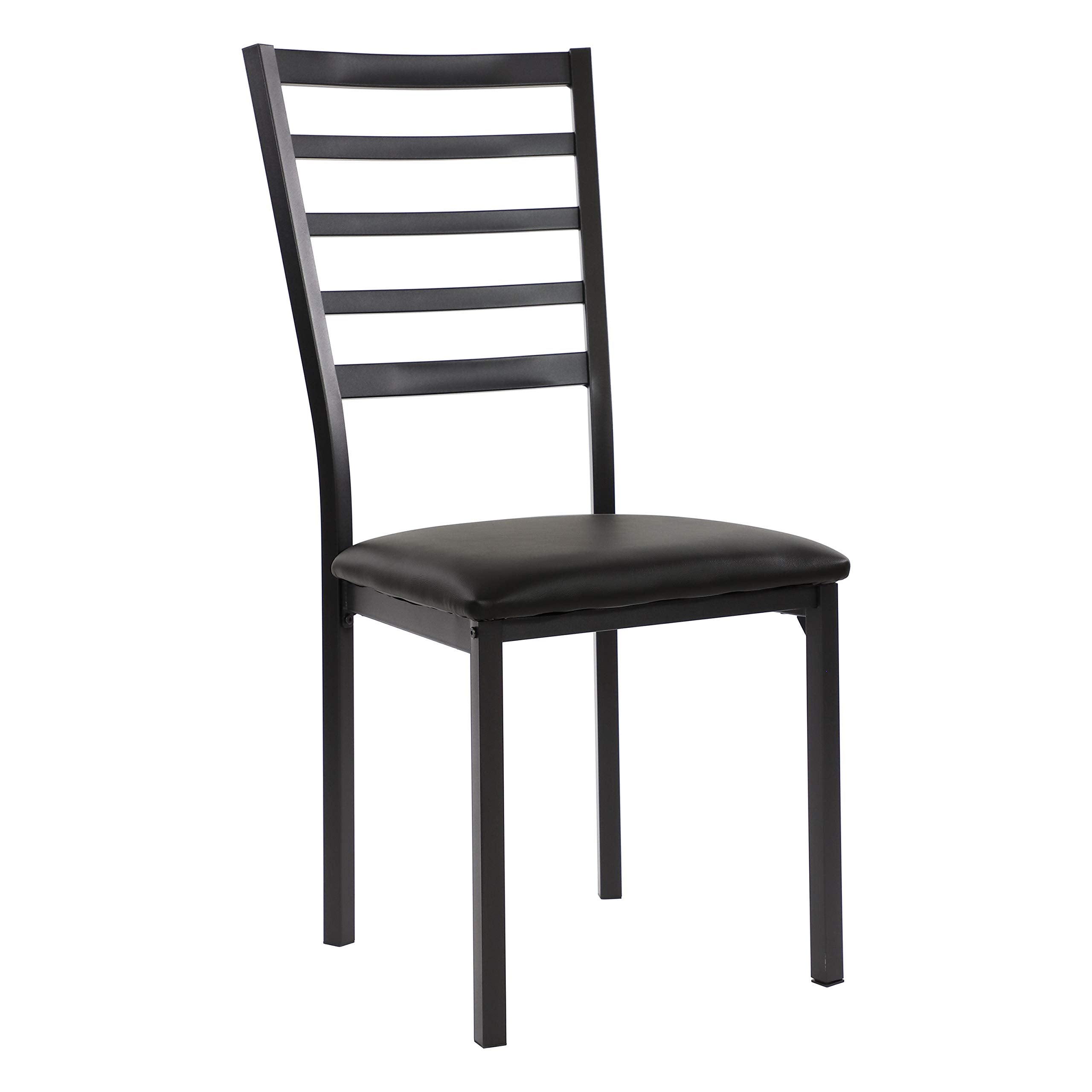 FURNIXI Set of 4 Arin Faux Leather Dining Chairs with Metal Frame, Modern 19" Seat Height, Black Finish
