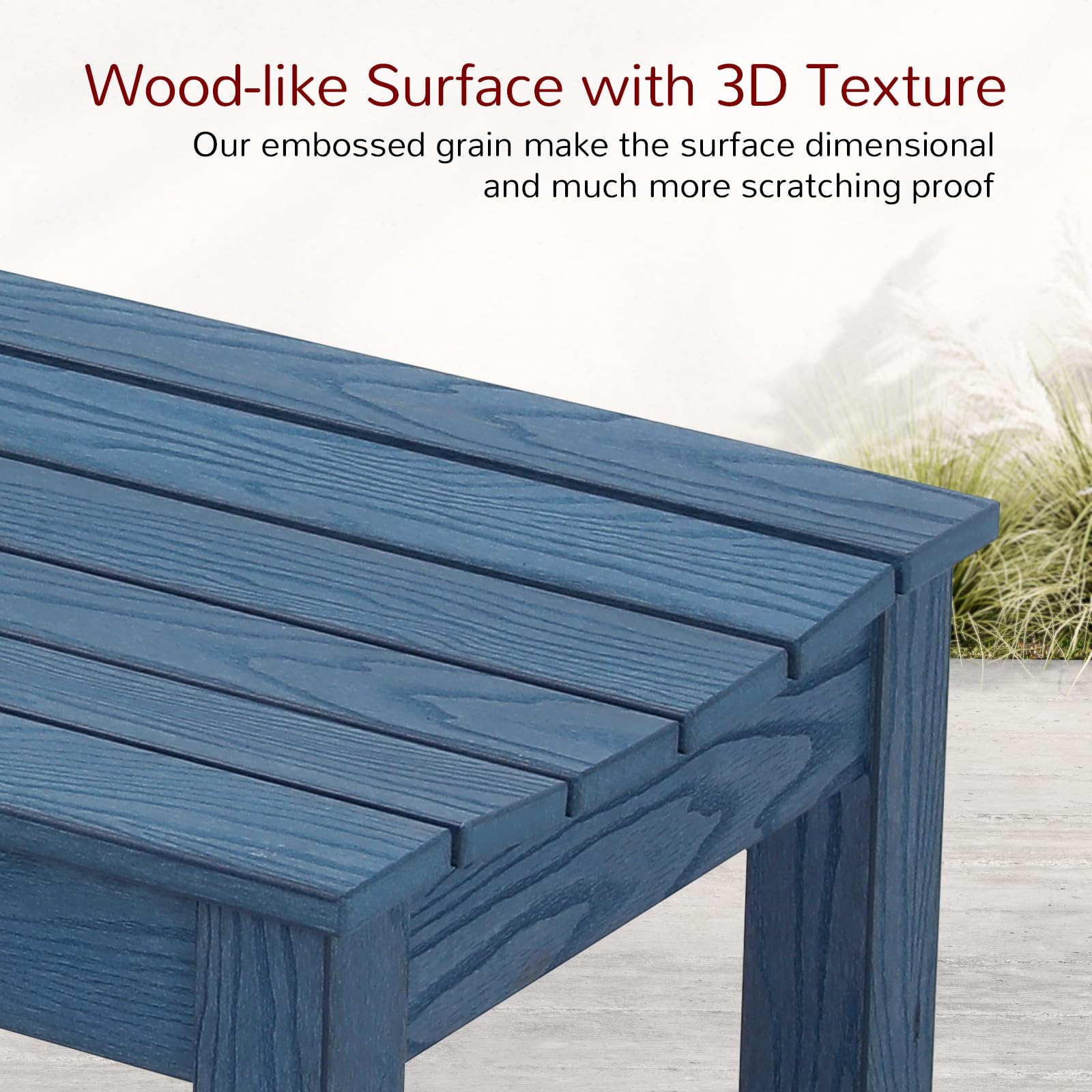 Blue Poly Lumber 2-Person Outdoor Garden Bench, Waterproof & Fade-Resistant, for Porch, Deck, Entryway