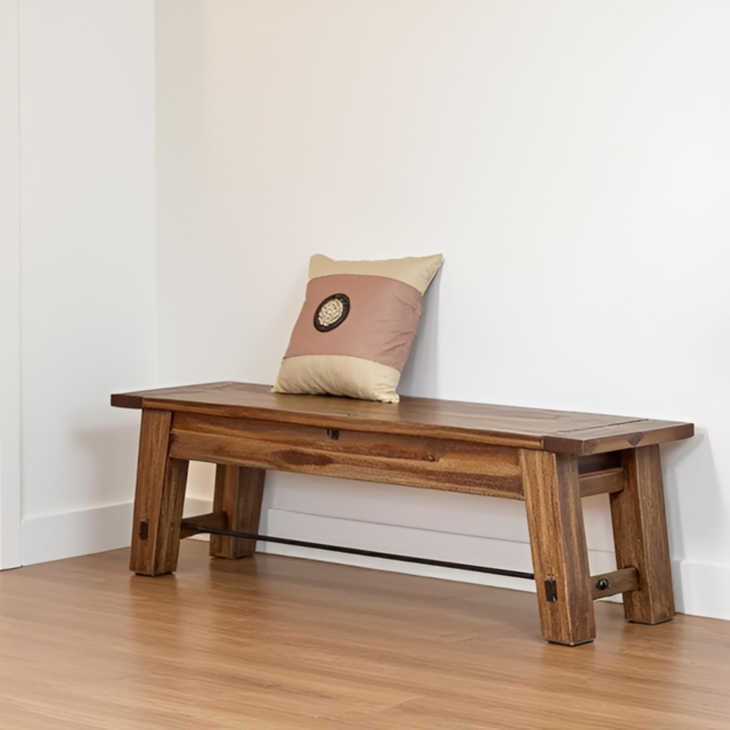 Durango 60" Rustic Farmhouse Wood Bench, Solid Wood Entryway Seating for Dining, Kitchen, Hallway