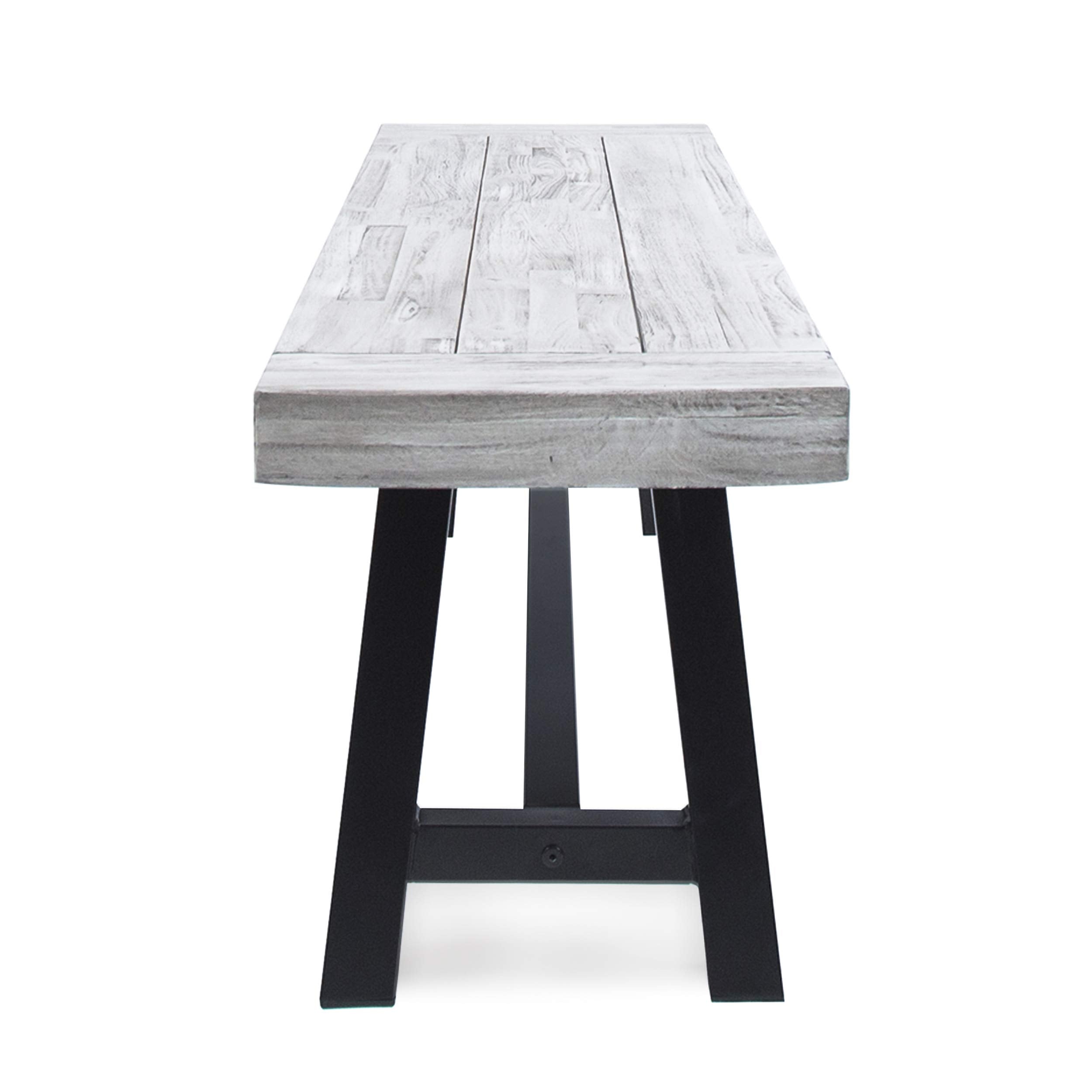 Jubilee Acacia Wood Dining Bench in Light Gray, Durable Outdoor Seating for Patio or Indoor Use