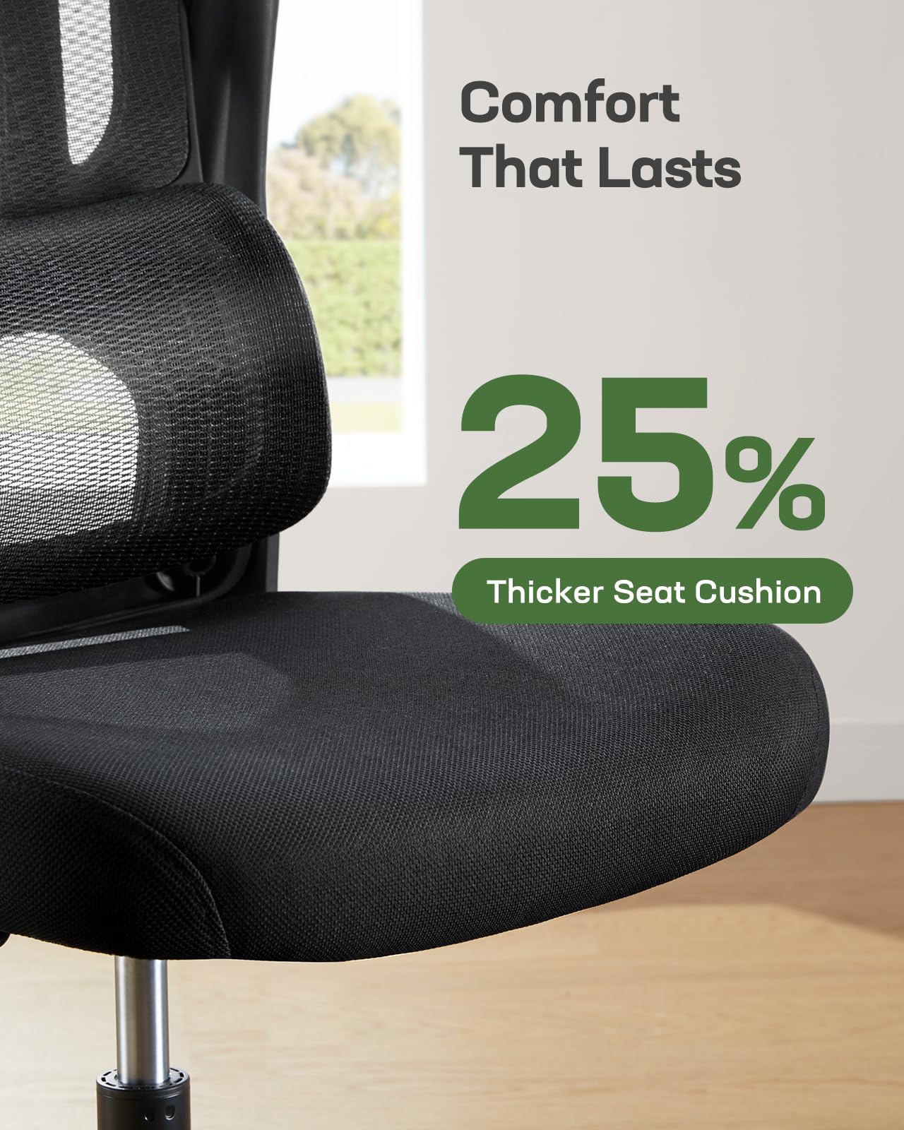 FURNIXI High Back Office Chair with Adjustable Lumbar, 2D Headrest & Flip-Up Arms, Ergonomic Mesh Gaming Chair, Black