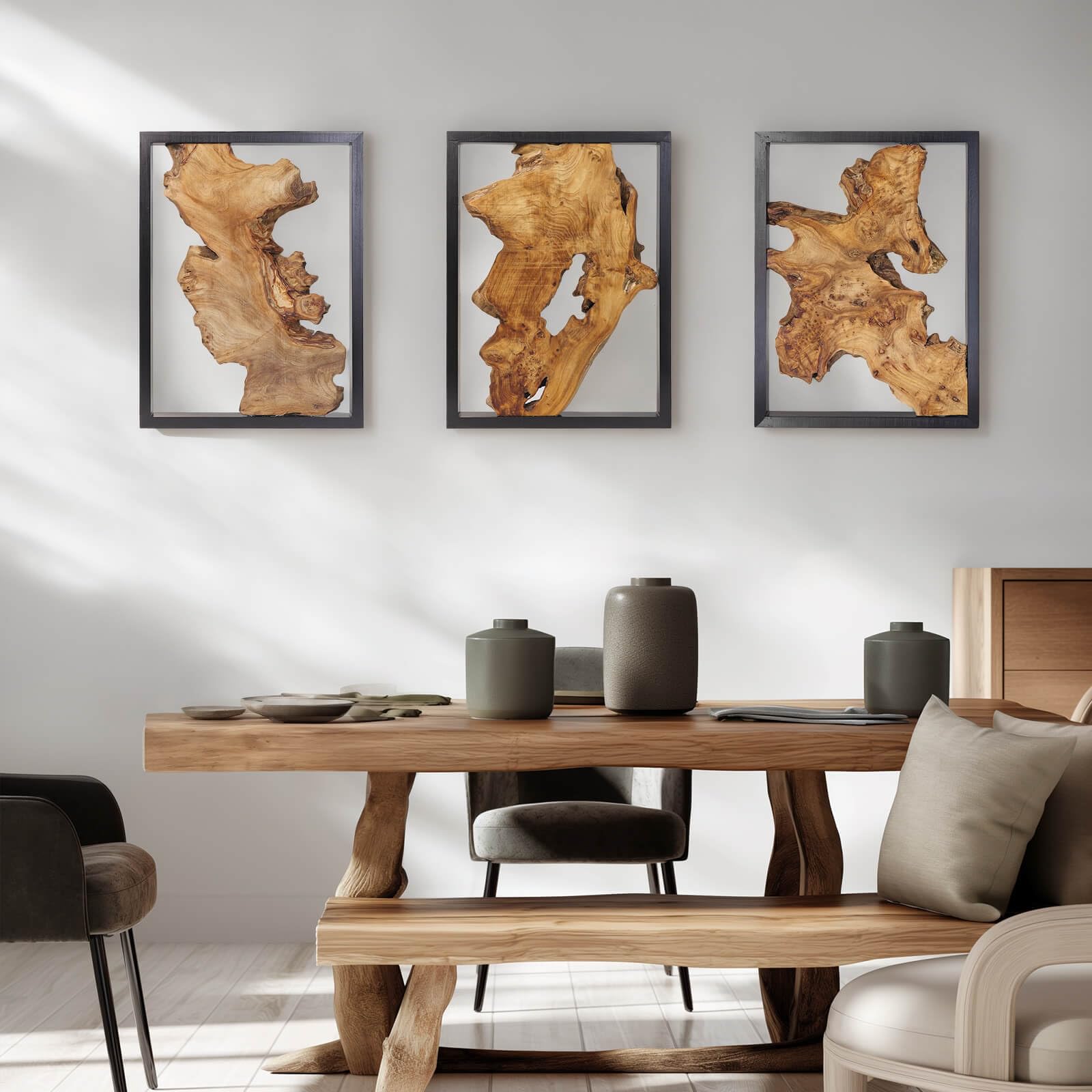 Rustic Handcrafted Wood Wall Décor – Modern Natural Wall Accent for Living Room, Bedroom, Kitchen or Office