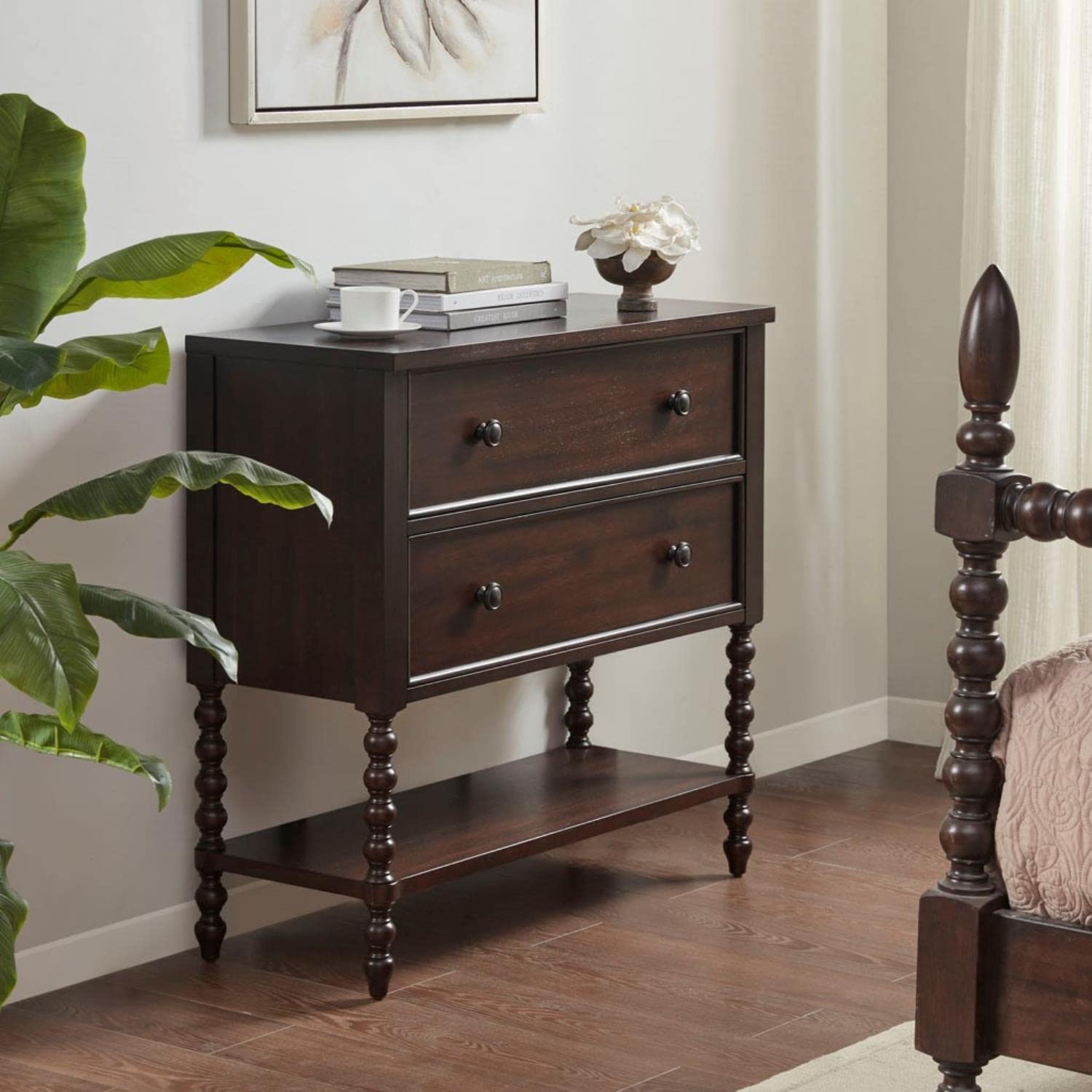 Beckett Accent Storage Cabinet, Natural 36" Chest with 2 Drawers & Open Shelf for Coastal Living Room