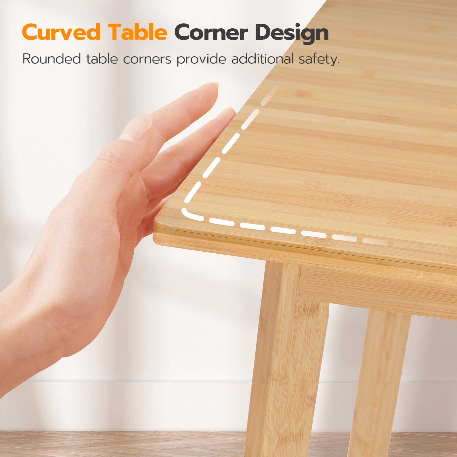 27.6" Bamboo Dining Table, Small Square Kitchen Table for 2, Writing Desk for Apartment, Natural YL70CZ01