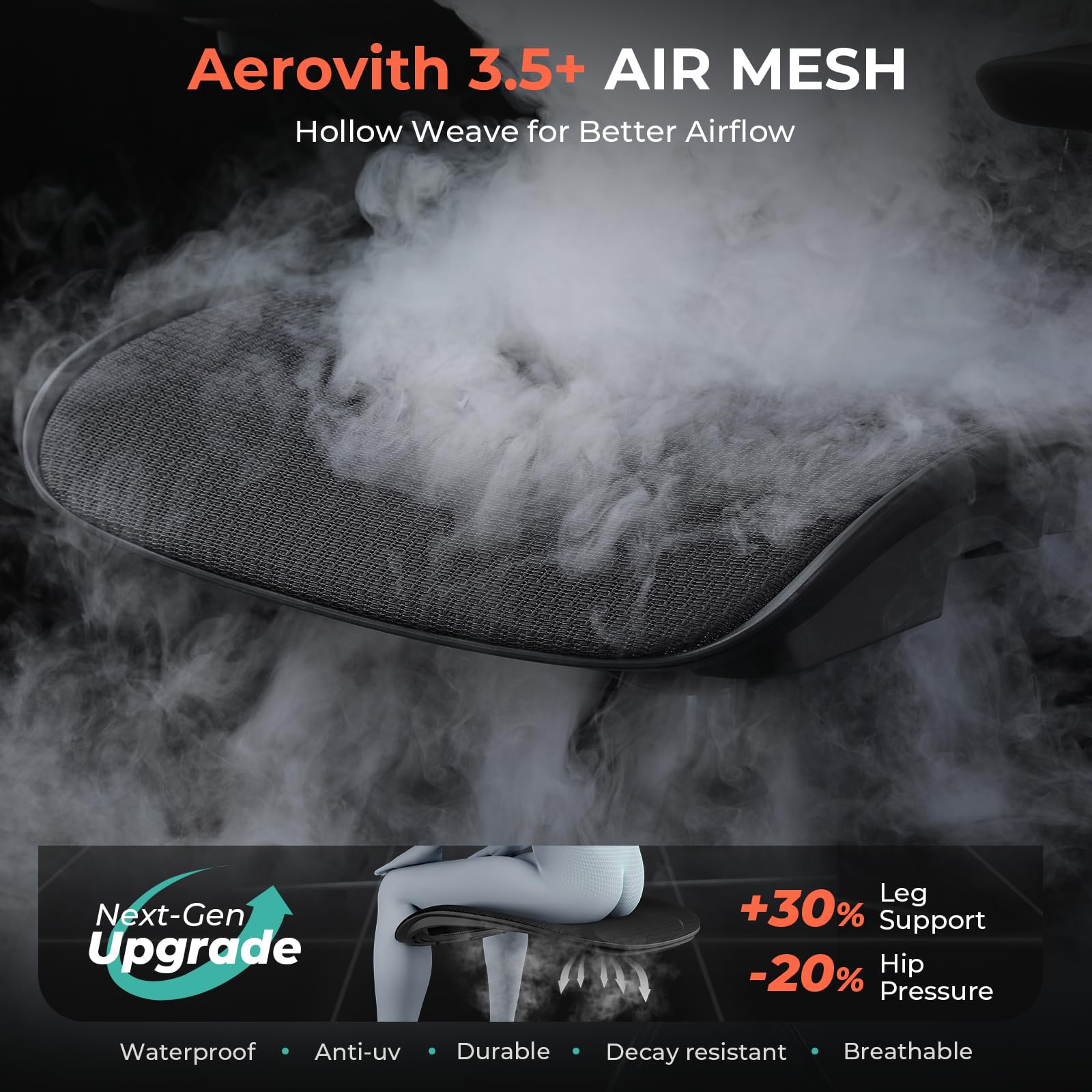 400lbs Ergonomic Mesh Office Chair, 4D Arms, 3D Headrest, Tilt Backrest & PU Wheels, Swivel Desk Chair, Black