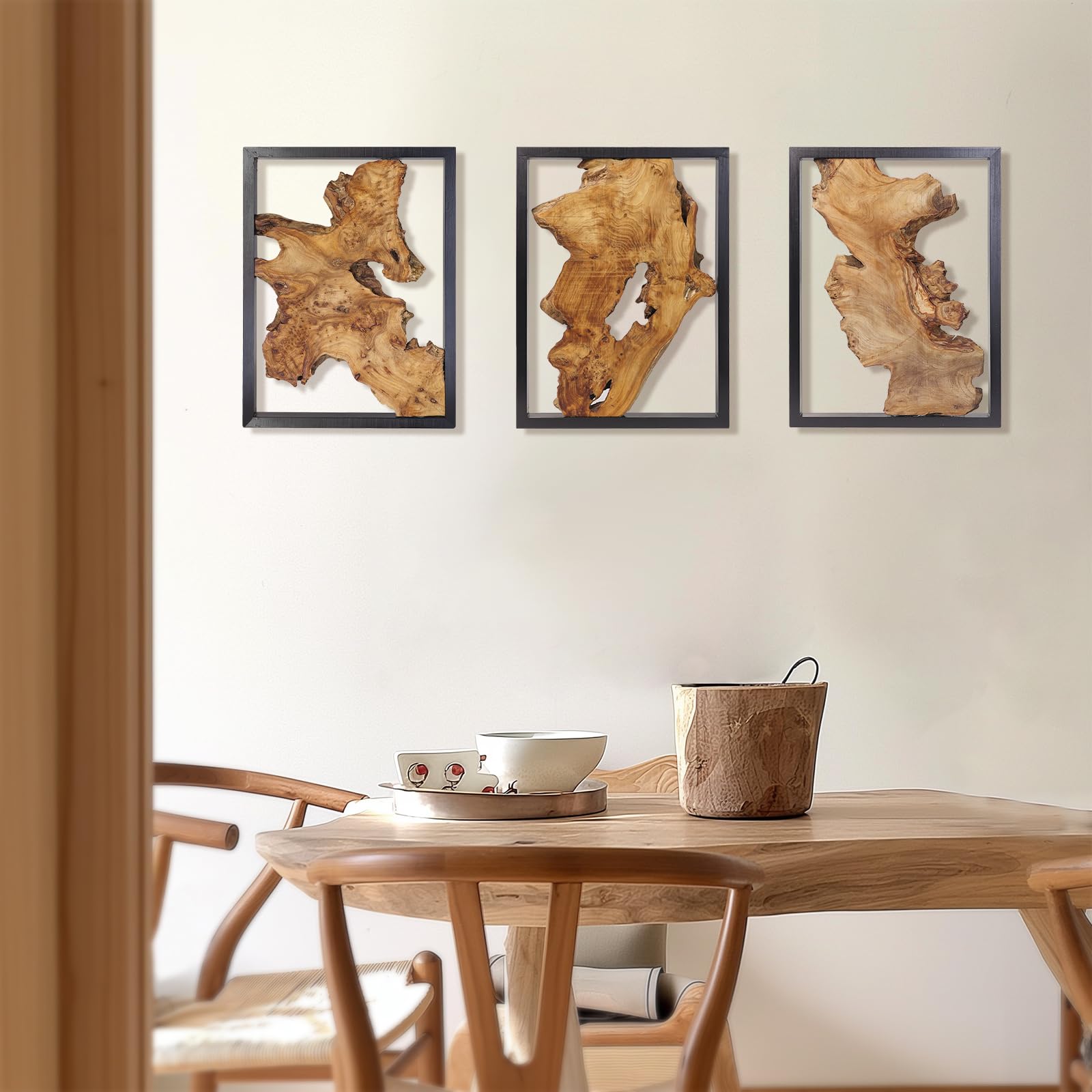 Rustic Handcrafted Wood Wall Décor – Modern Natural Wall Accent for Living Room, Bedroom, Kitchen or Office