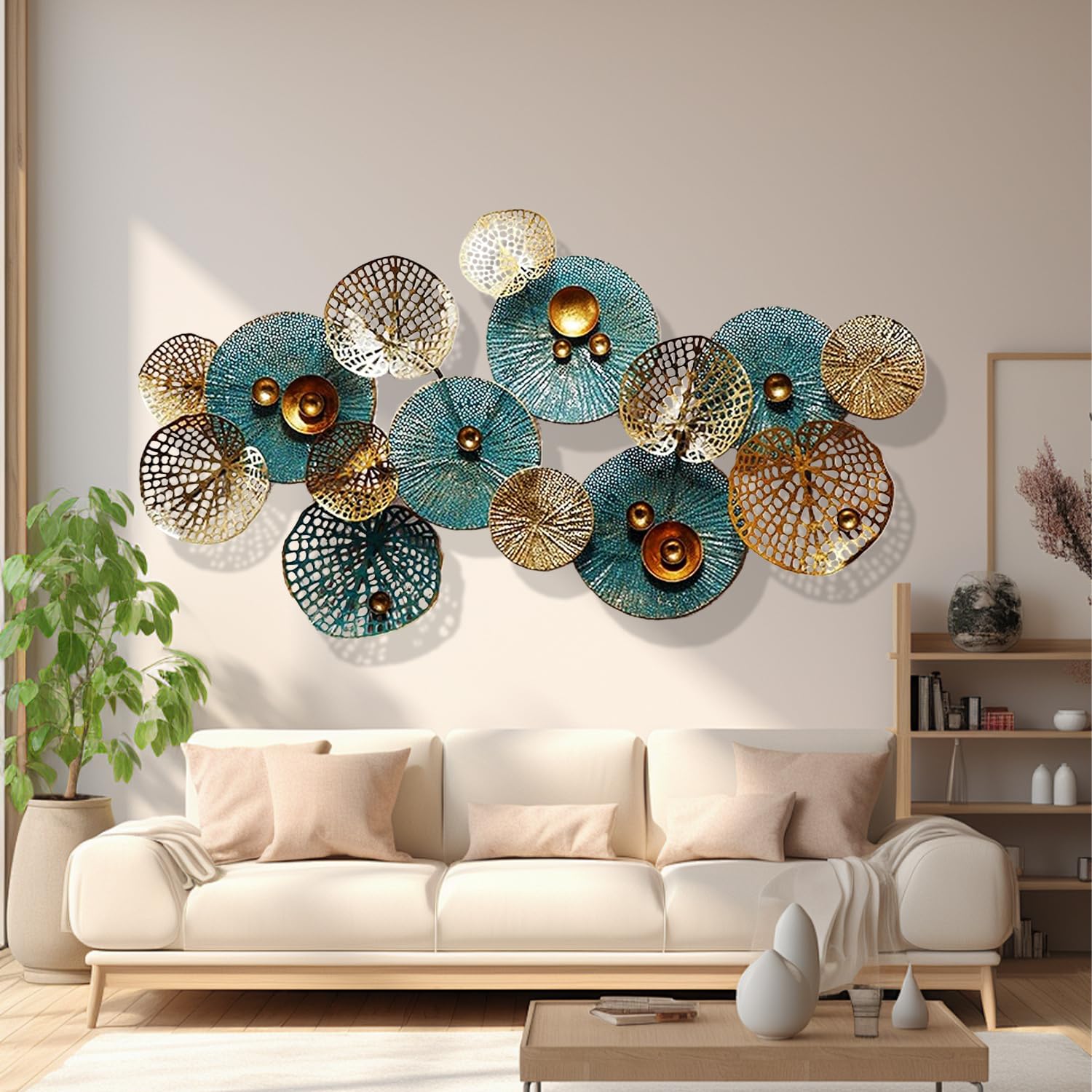 3D Metal Flower Wall Décor – Large Stacked Leaves Artwork for Living Room, Entryway, or Modern Wall Decoration