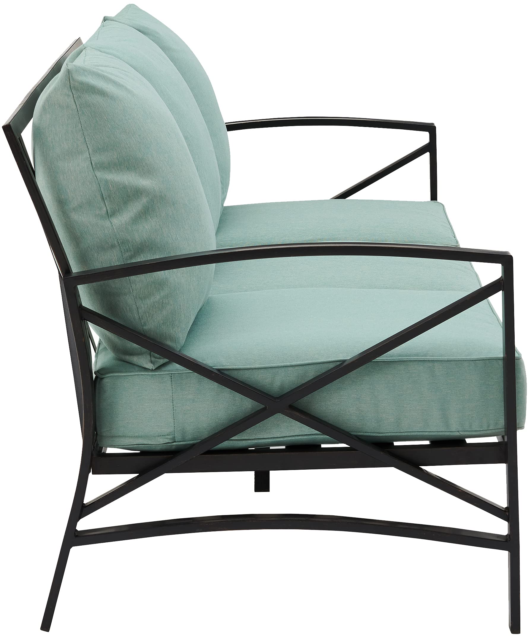 Kaplan 3-Seater Outdoor Patio Sofa with Cushions, Steel Frame Couch for Porch, Deck, Backyard, Oiled Bronze