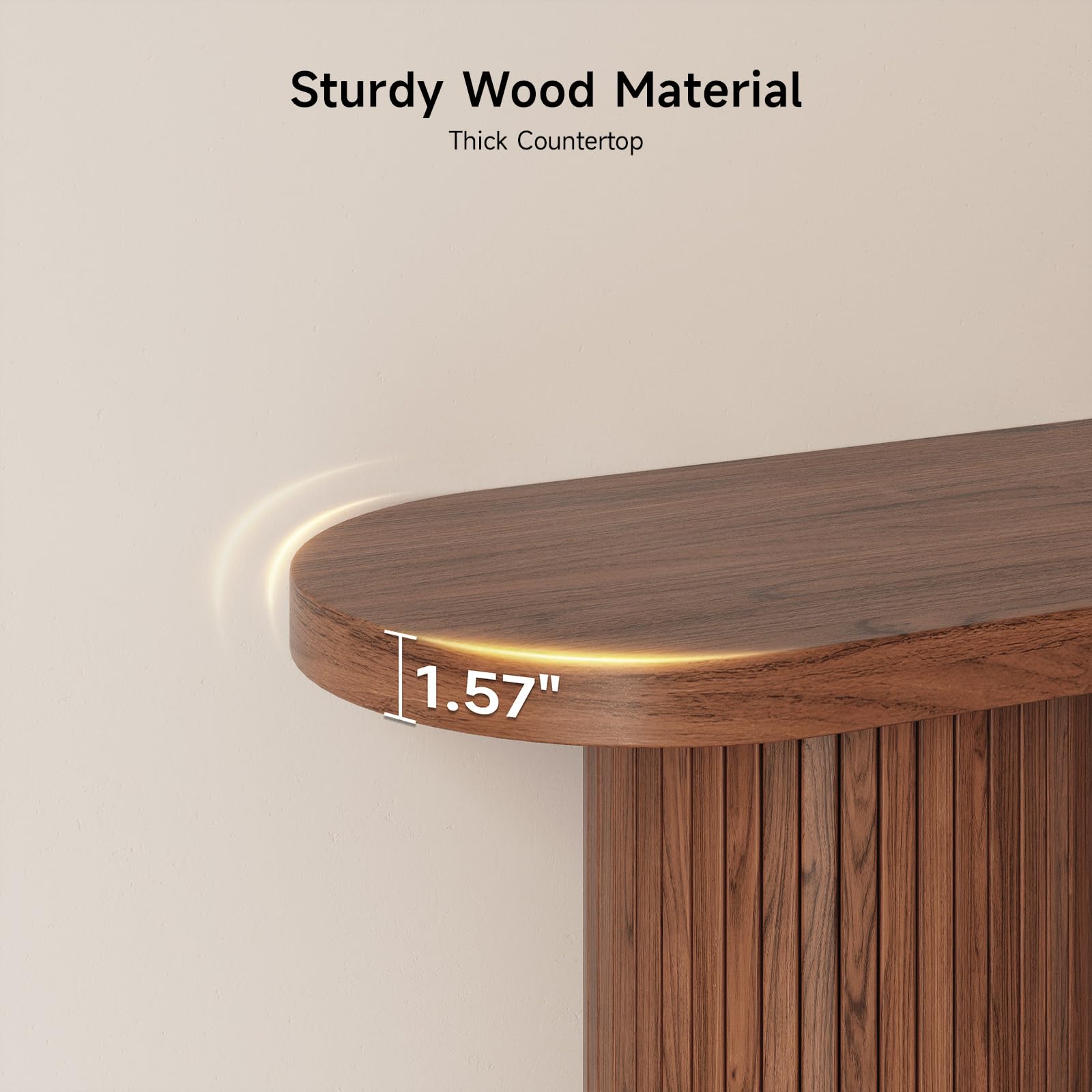 55" Fluted Console Table, Modern Wood Entryway Table for Behind Sofa or Hallway, Farmhouse Style, Walnut Finish