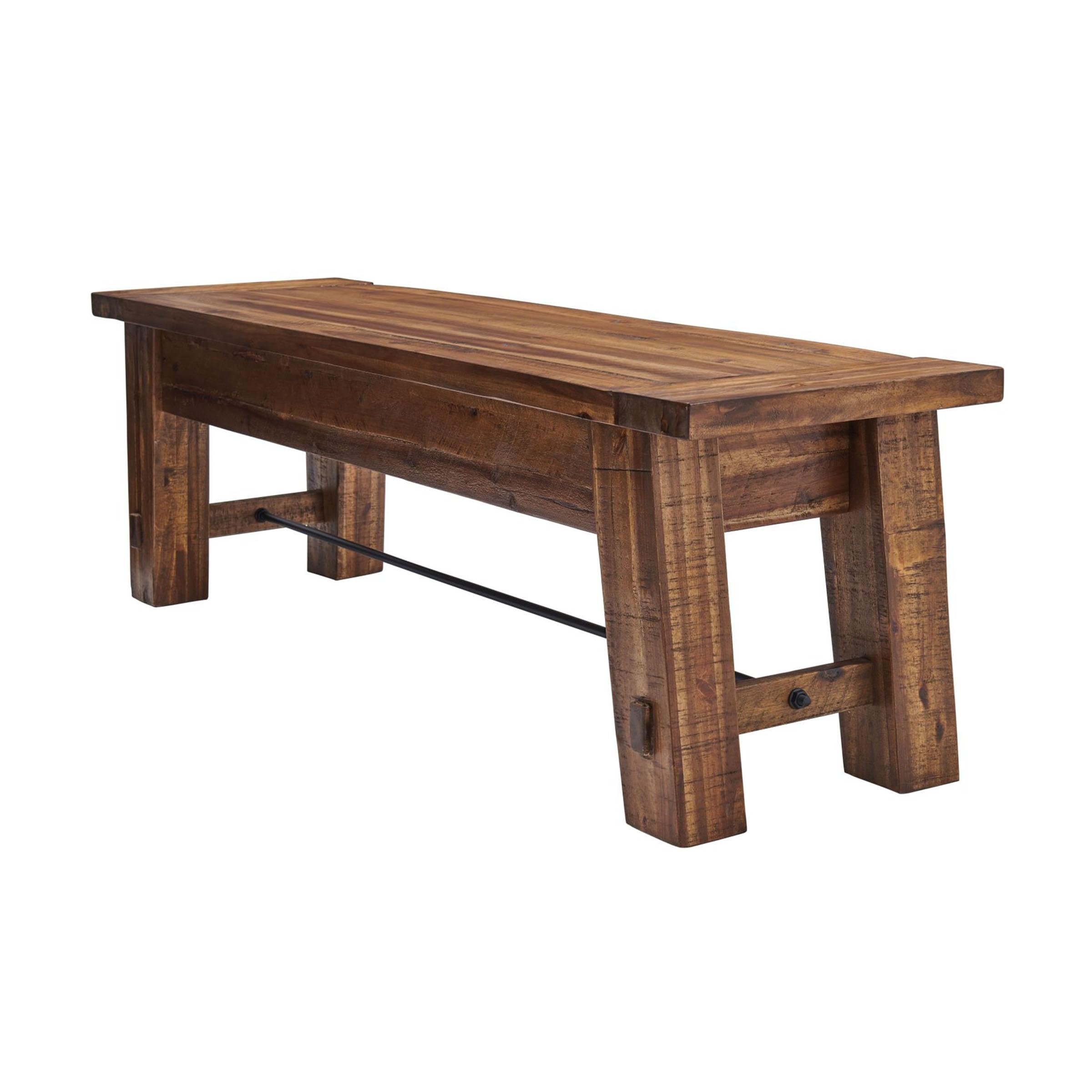 Durango 60" Rustic Farmhouse Wood Bench, Solid Wood Entryway Seating for Dining, Kitchen, Hallway