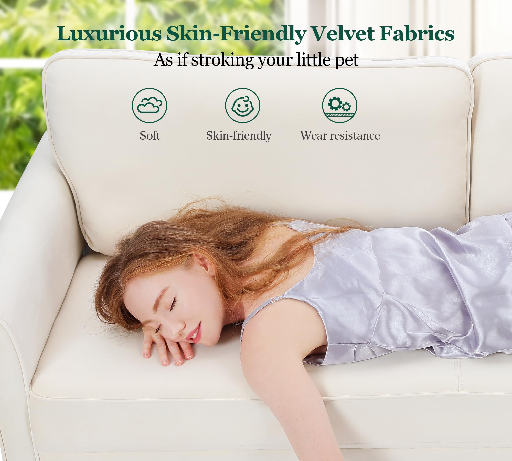 69" Small White Loveseat Sofa with 2 Pillows, Tool-Free Assembly, 700lb Load Mini Couch for Bedroom, Living Room, Cozy