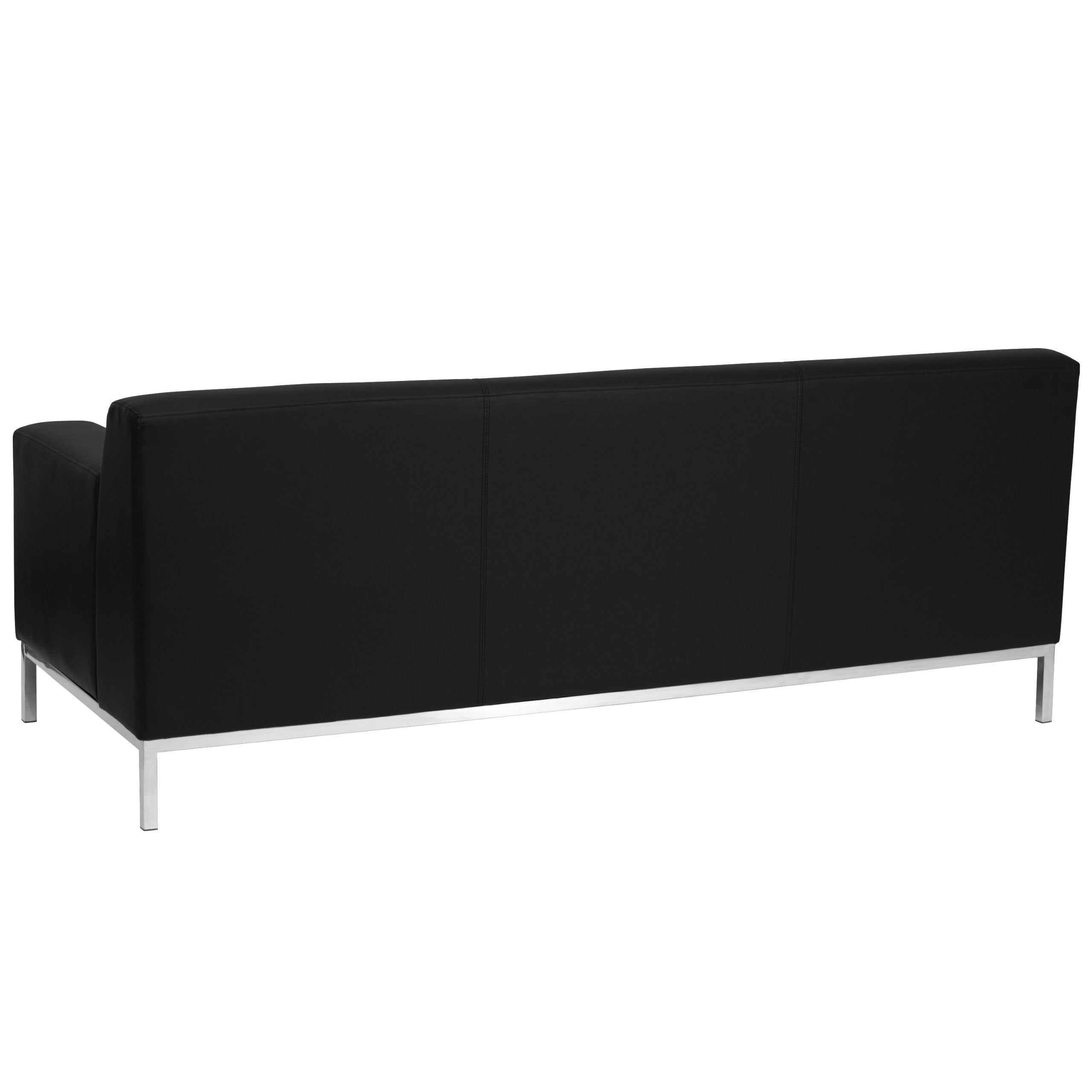 HERCULES Definity Contemporary Black LeatherSoft Sofa with Stainless Steel Frame, Office Lounge Couch