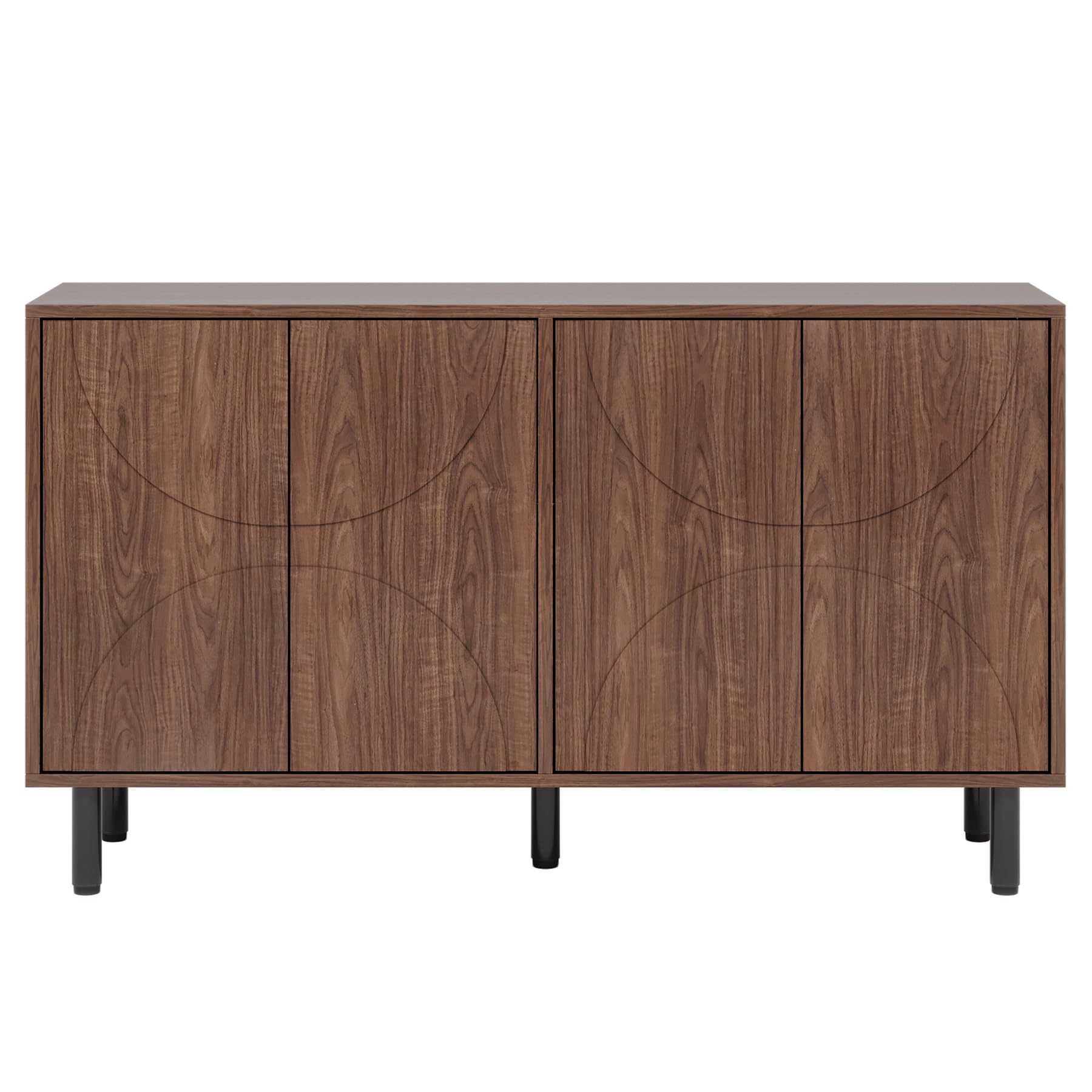 Sideboard Buffet Cabinet with Storage, 55" Mid-Century Credenza Cabinet with 4 Doors & Adjustable Shelves for Kitchen