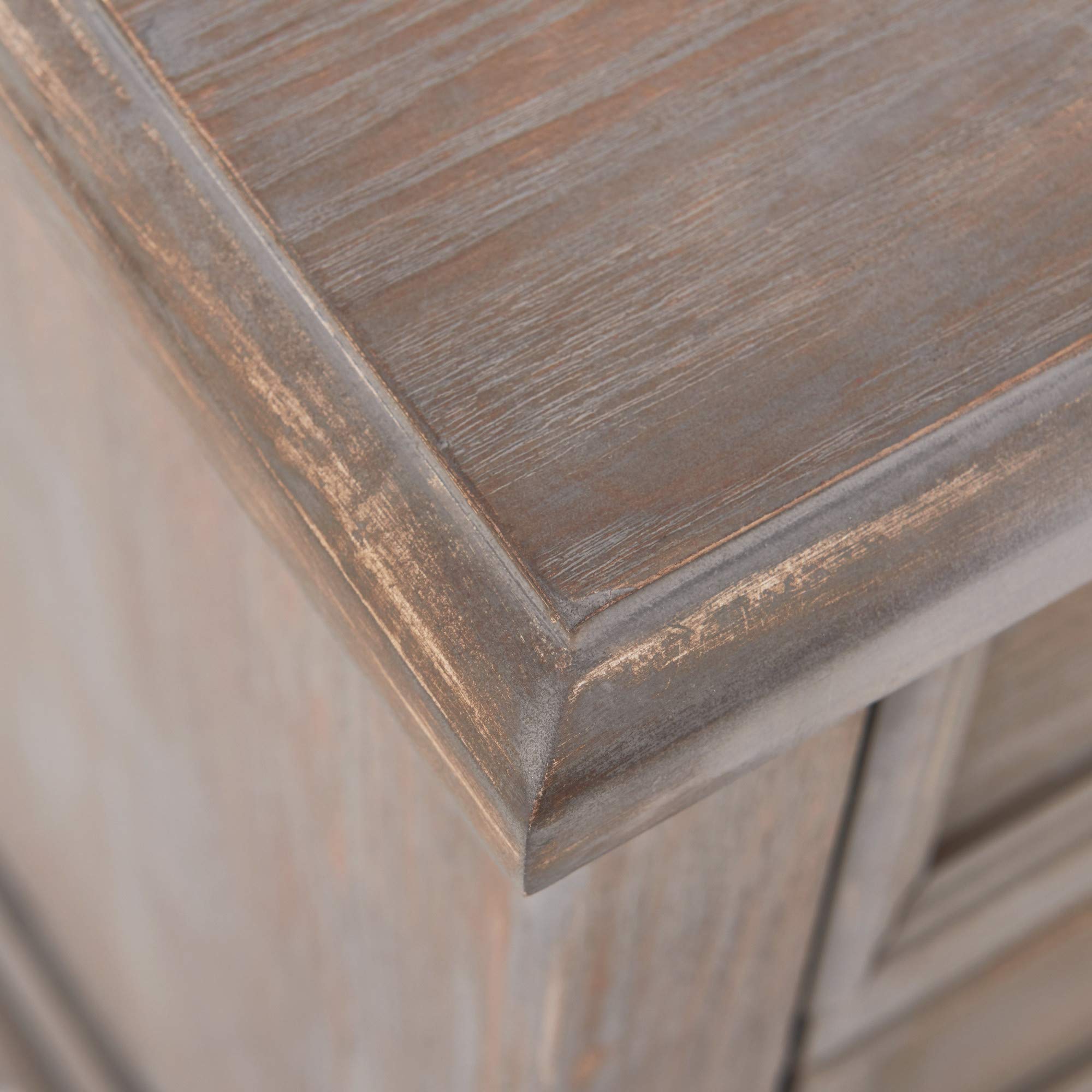 Thomas Antique 3-Drawer Country Dresser Chest, Grey Nightstand with Black Ring Handles for Living Room