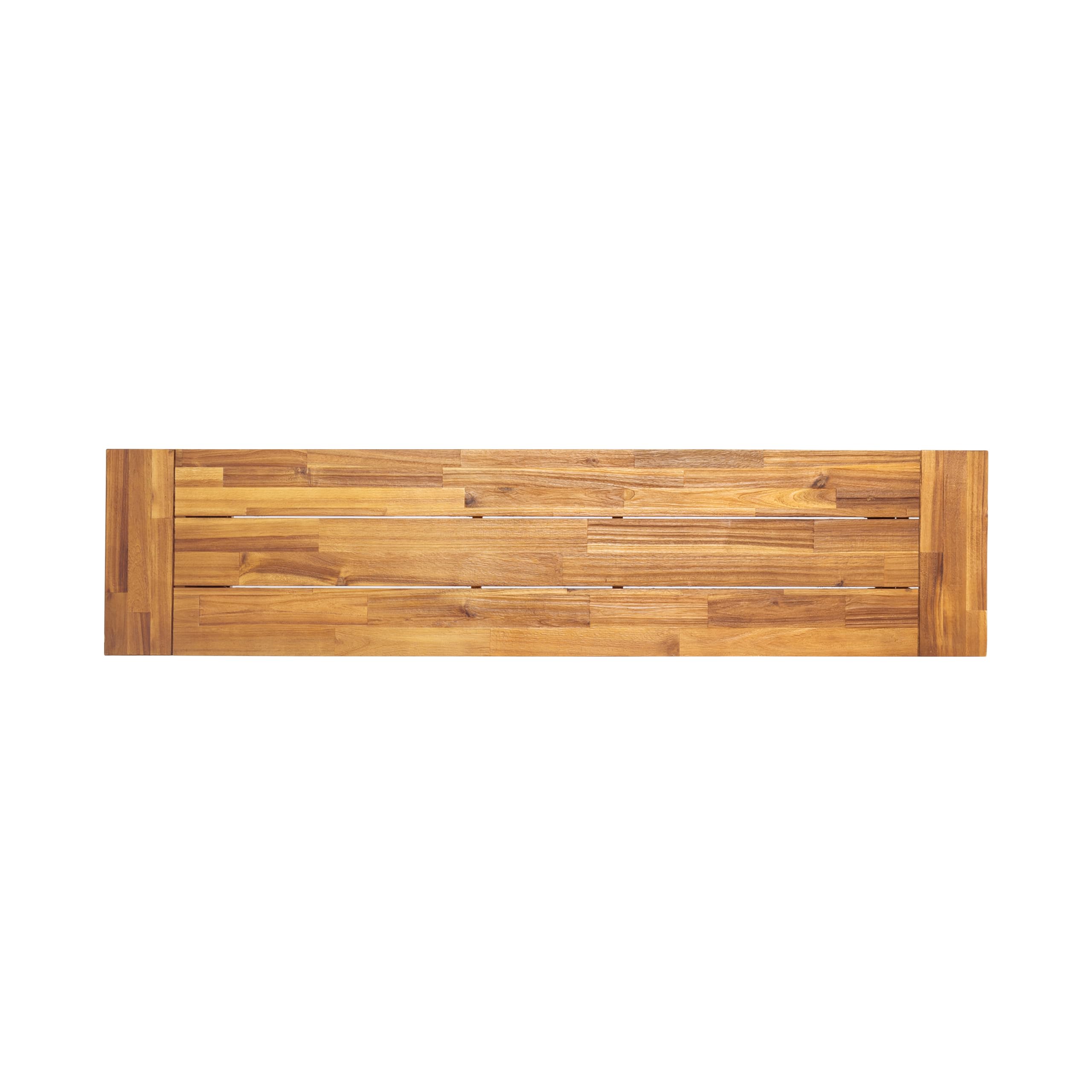 Carlisle Acacia Wood Outdoor Bench, Rustic Metal Frame, Sandblast Finish Patio Bench 63"x17.5"