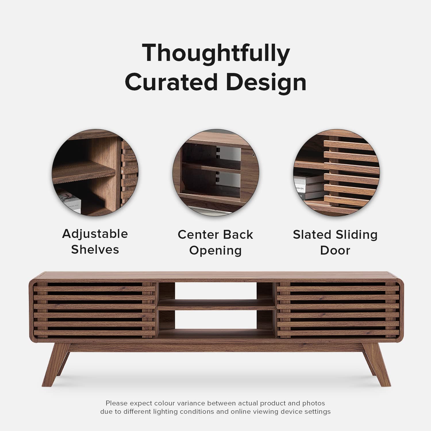Ensley TV Stand – 59" Walnut Mid-Century Console for 55–65" TVs, Farmhouse Media Cabinet for Living Room or Bedroom