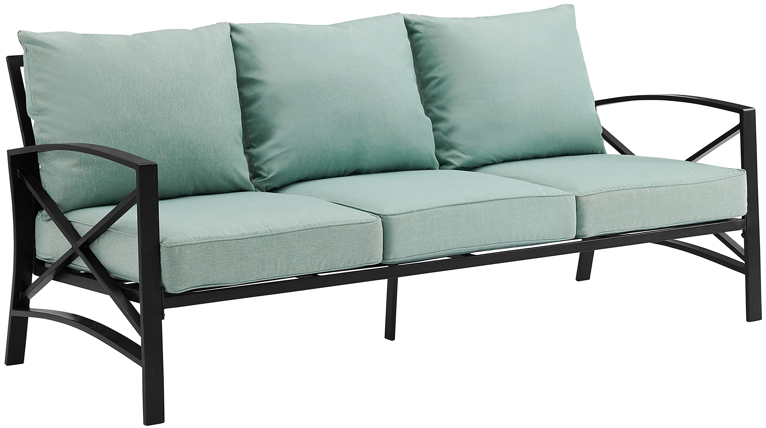 Kaplan 3-Seater Outdoor Patio Sofa with Cushions, Steel Frame Couch for Porch, Deck, Backyard, Oiled Bronze