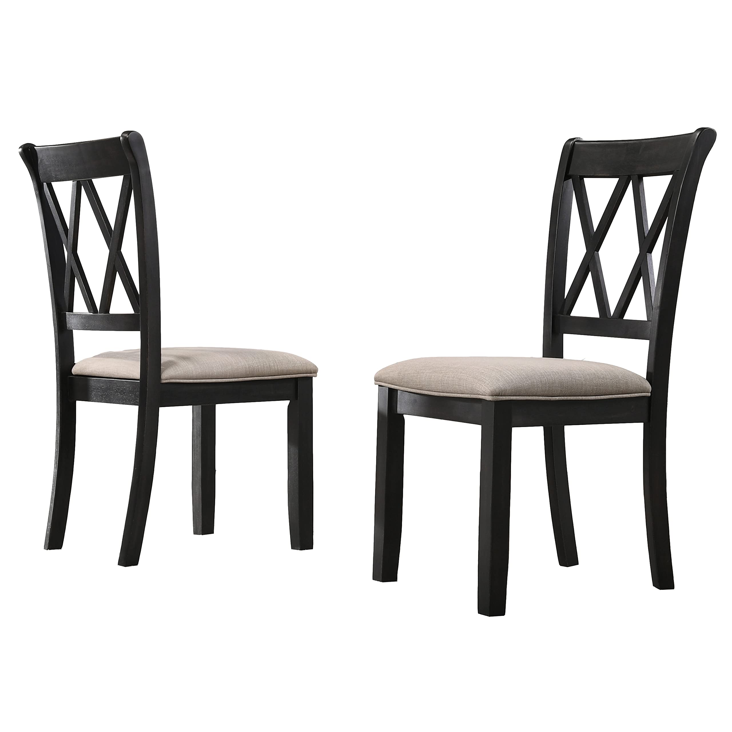 Set of 2 Windvale Fabric Dining Chairs, Upholstered Modern Black Chairs for Kitchen or Dining Room