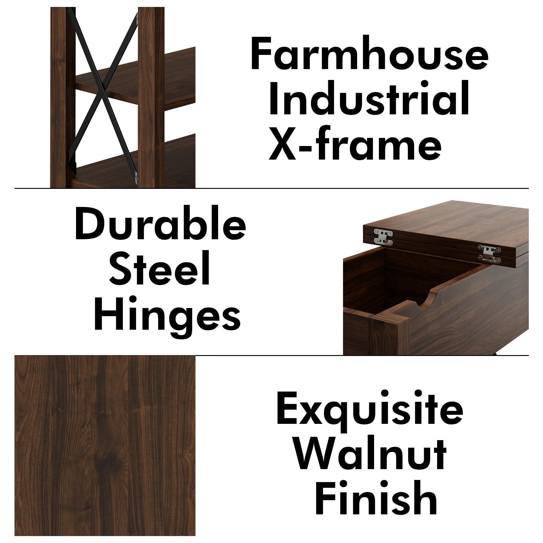 Walnut Narrow End Table Set of 2 with Charging Station, USB Ports, Flip Top Storage, for Small Spaces