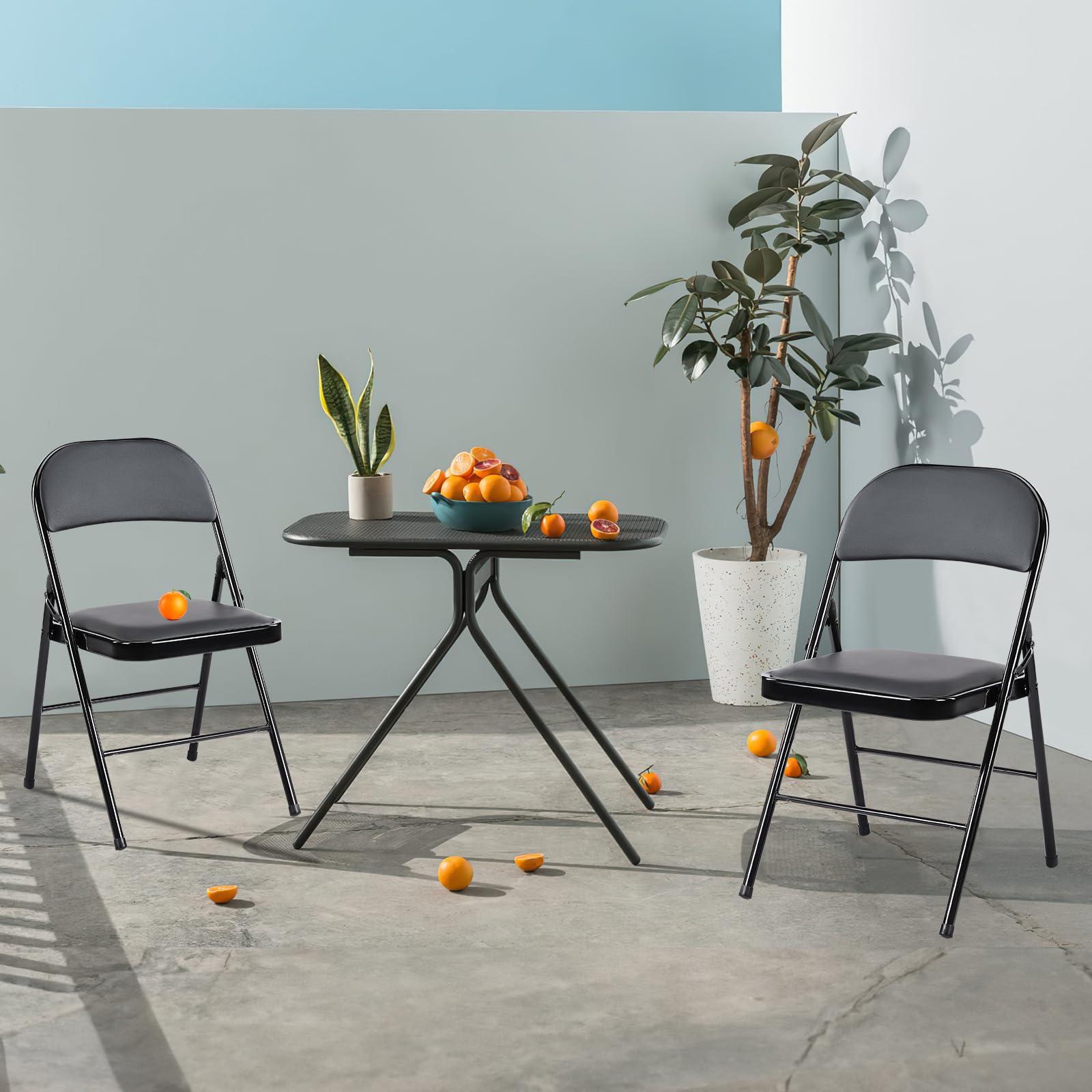 12-Pack Padded Folding Chairs, Leather Foldable Metal Chairs for Office, Home, Indoor & Outdoor Events