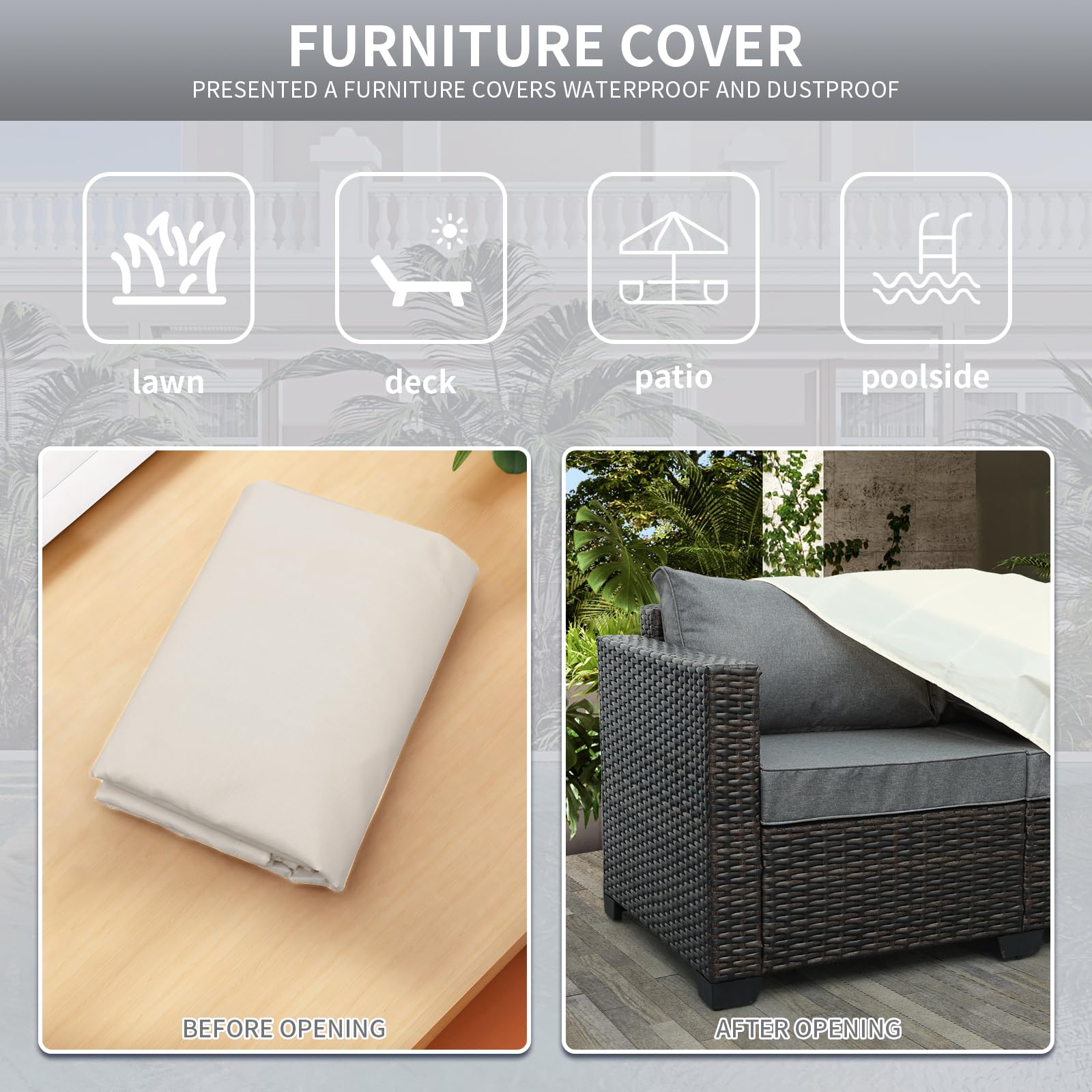 3-Seat Brown PE Wicker Outdoor Sofa, Deep Rattan Patio Couch with Washable Cushions for Garden, Balcony