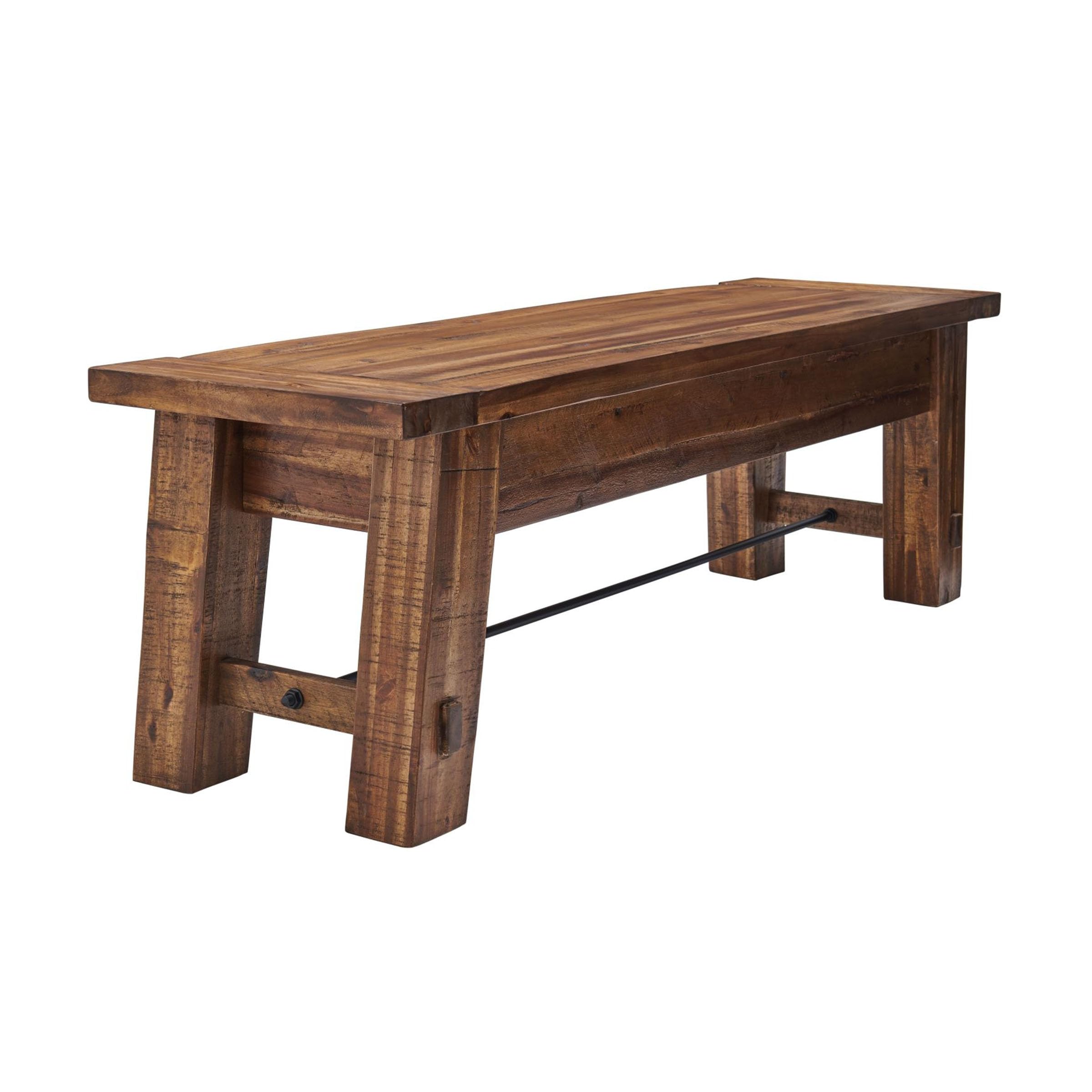 Durango 60" Rustic Farmhouse Wood Bench, Solid Wood Entryway Seating for Dining, Kitchen, Hallway
