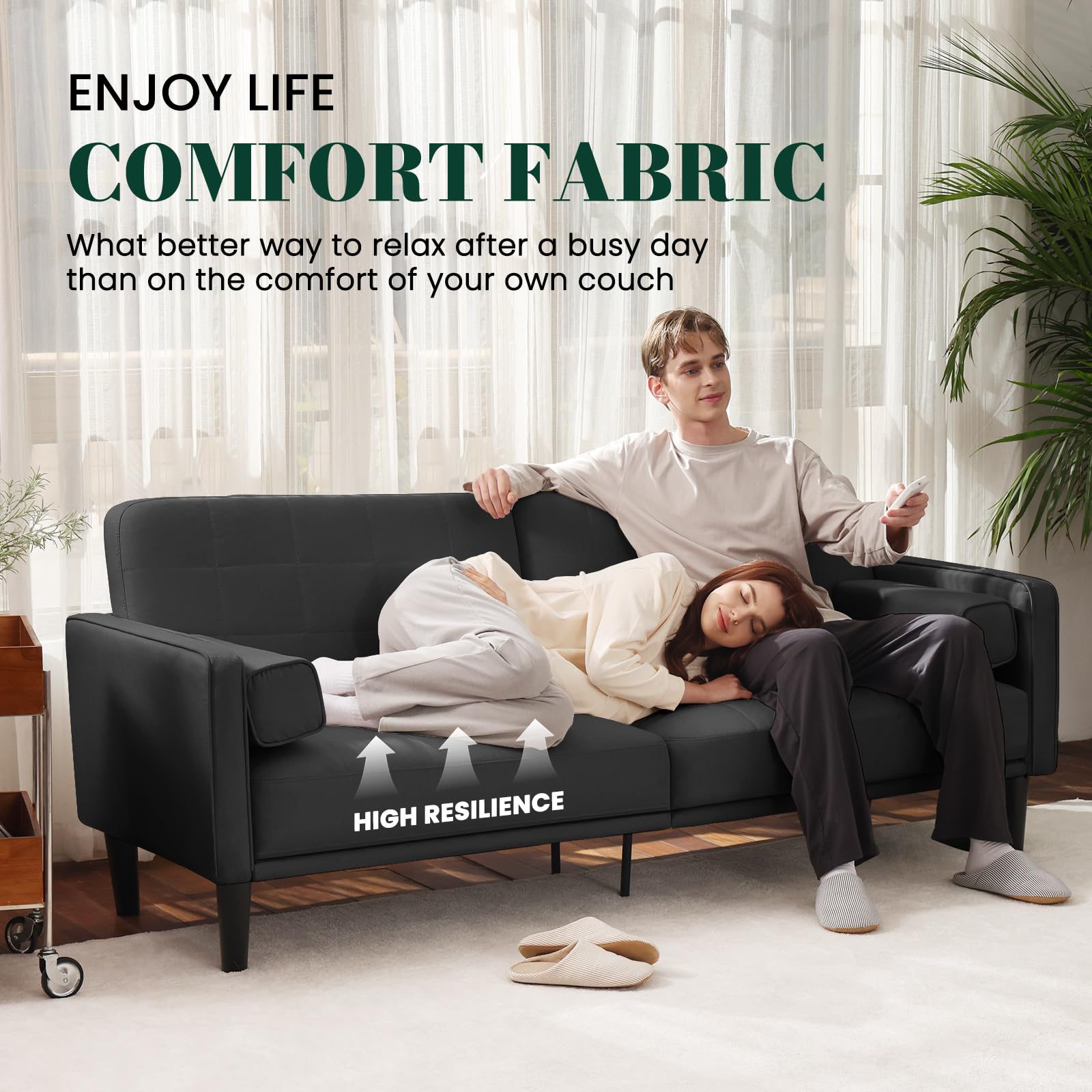 70" Dark Gray Comfy Loveseat Sofa, Recliner Sofa Couch, with Removable Washable Cover, High Density Foam Cushions, Solid Wood Frame, Ideal for Living Rooms, Easy to Assemble