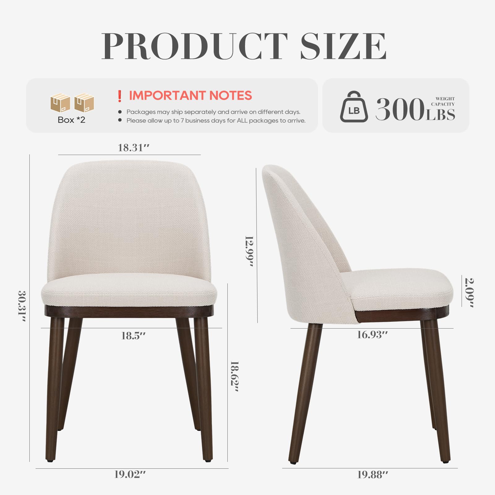 Set of 4 Beige Upholstered Kitchen Chairs with Wood Legs, Modern Dining Room Side Chairs for Any Space