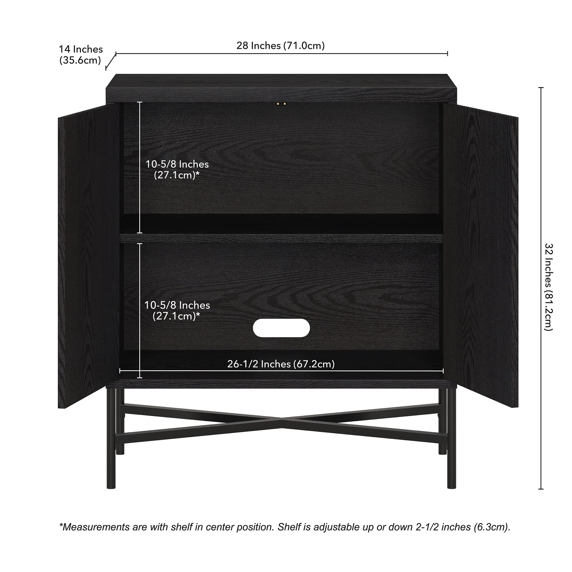 Brighton Accent Cabinet, 28" Wide Wooden Storage Cabinet with Doors and Drawers for Living Room, Kitchen, Black
