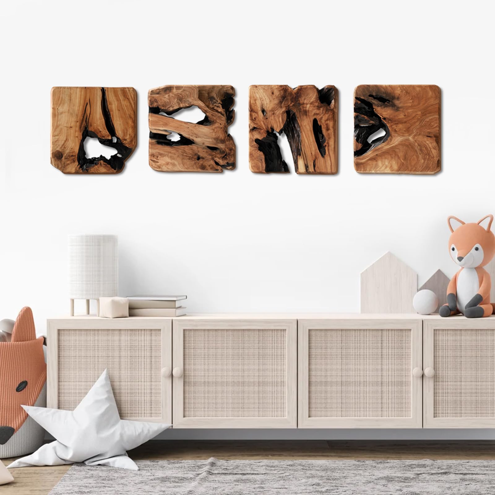 4-Piece Handmade Rustic Wall Sculptures – Abstract Metal Art for Living Room, Bedroom, Office, or Bathroom