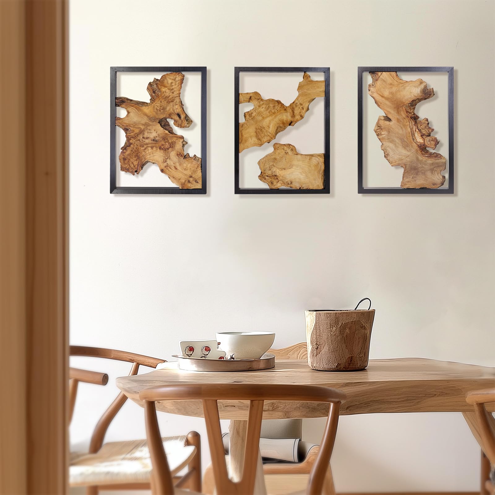 Rustic Handcrafted Wood Wall Décor – Modern Natural Wall Accent for Living Room, Bedroom, Kitchen or Office