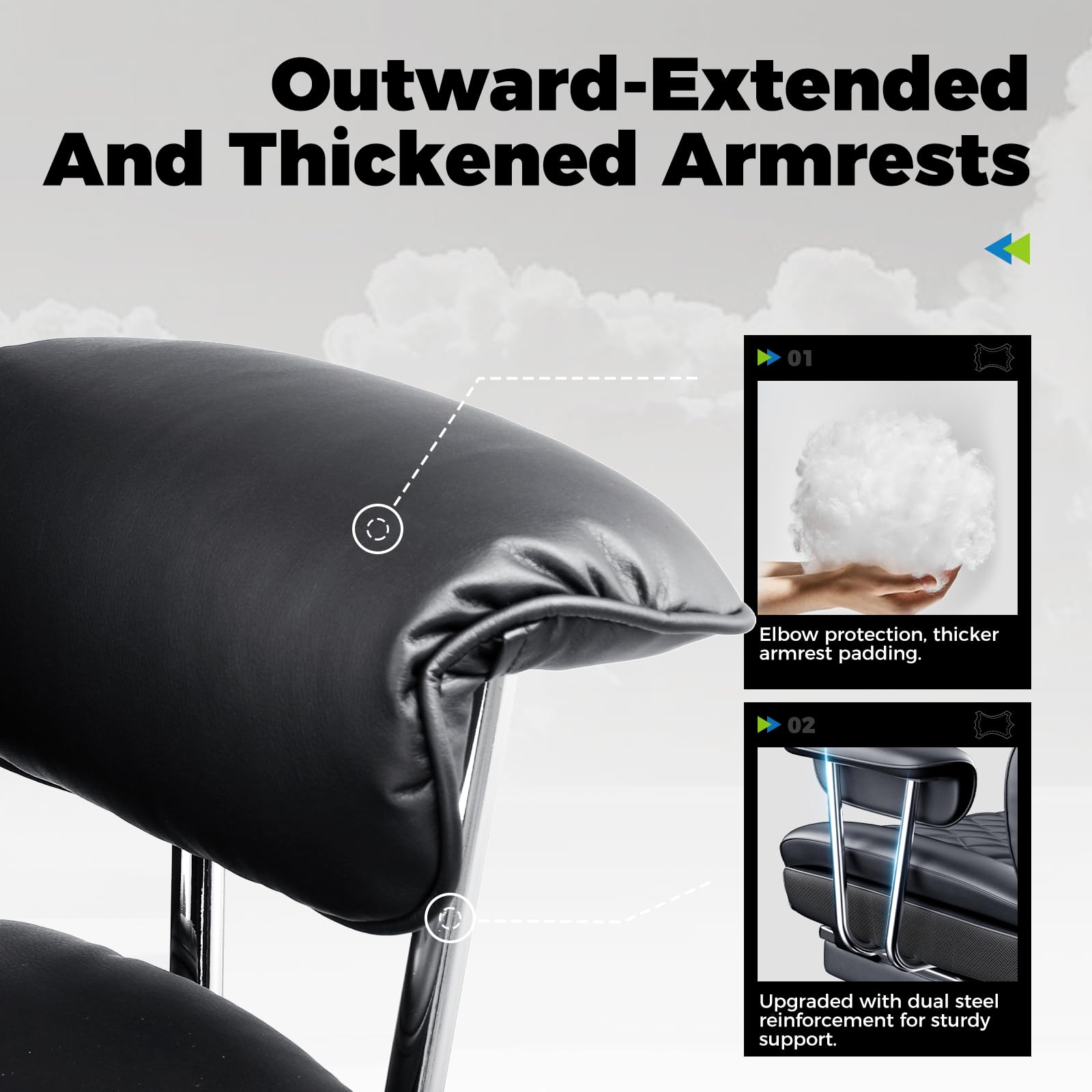 Big & Tall Gaming Office Chair, High Back Leather Chair with Footrest & Pocket Spring Lumbar, Soft Armrests
