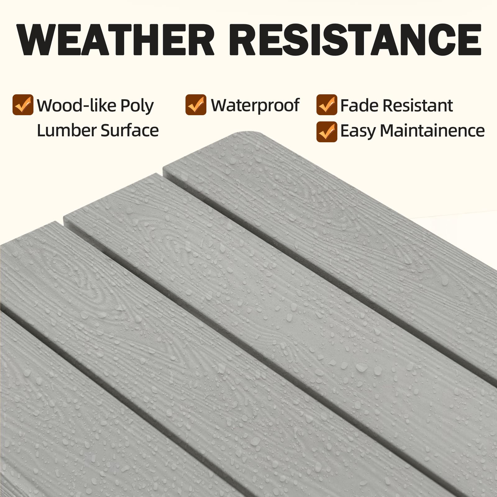 Grey Poly Lumber Outdoor Bench, Weatherproof 2-Person Patio Garden Bench, Fade & Rot Resistant Design